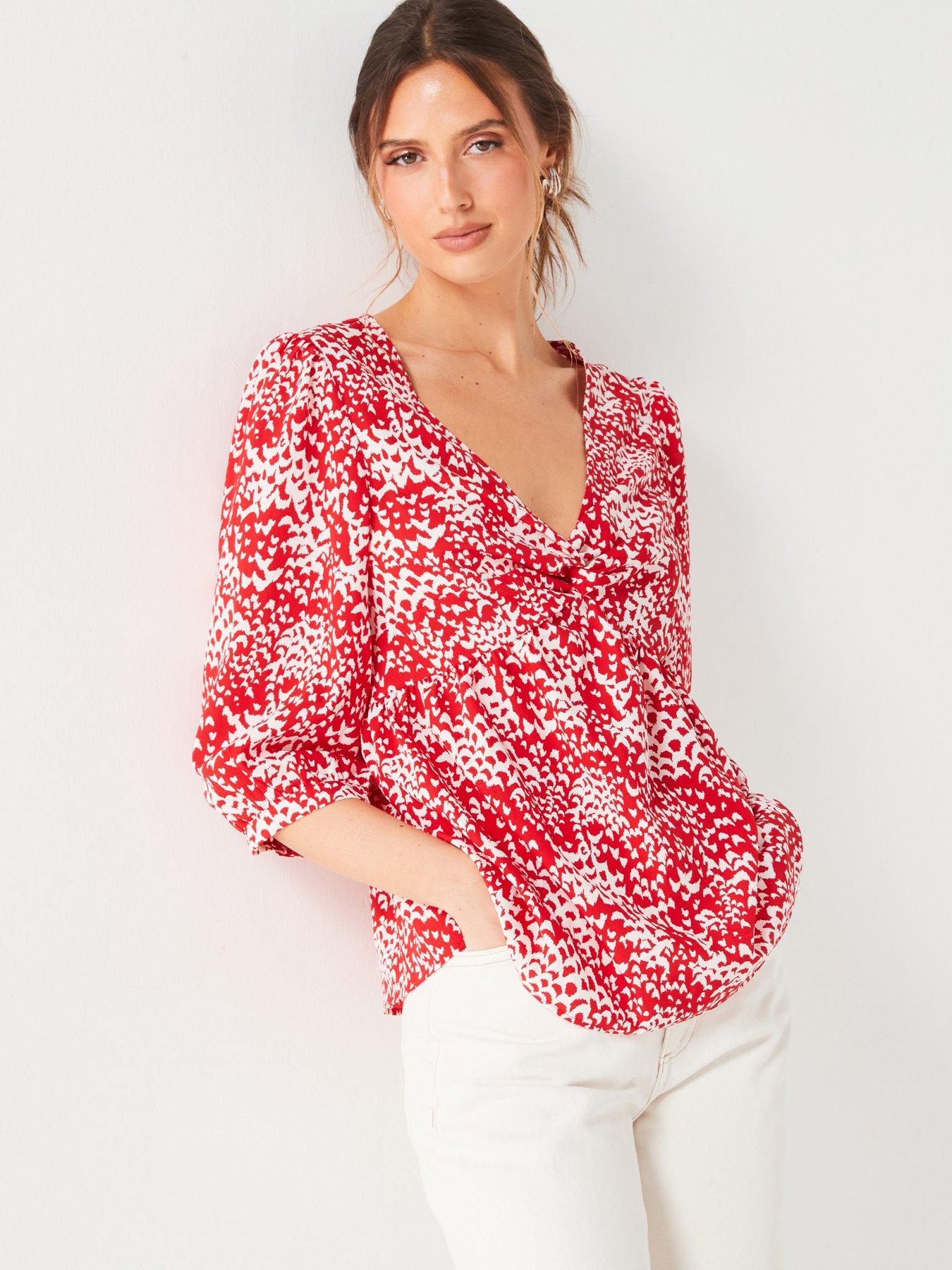 everyday-twist-front-abstractnbspprinted-blouse-red