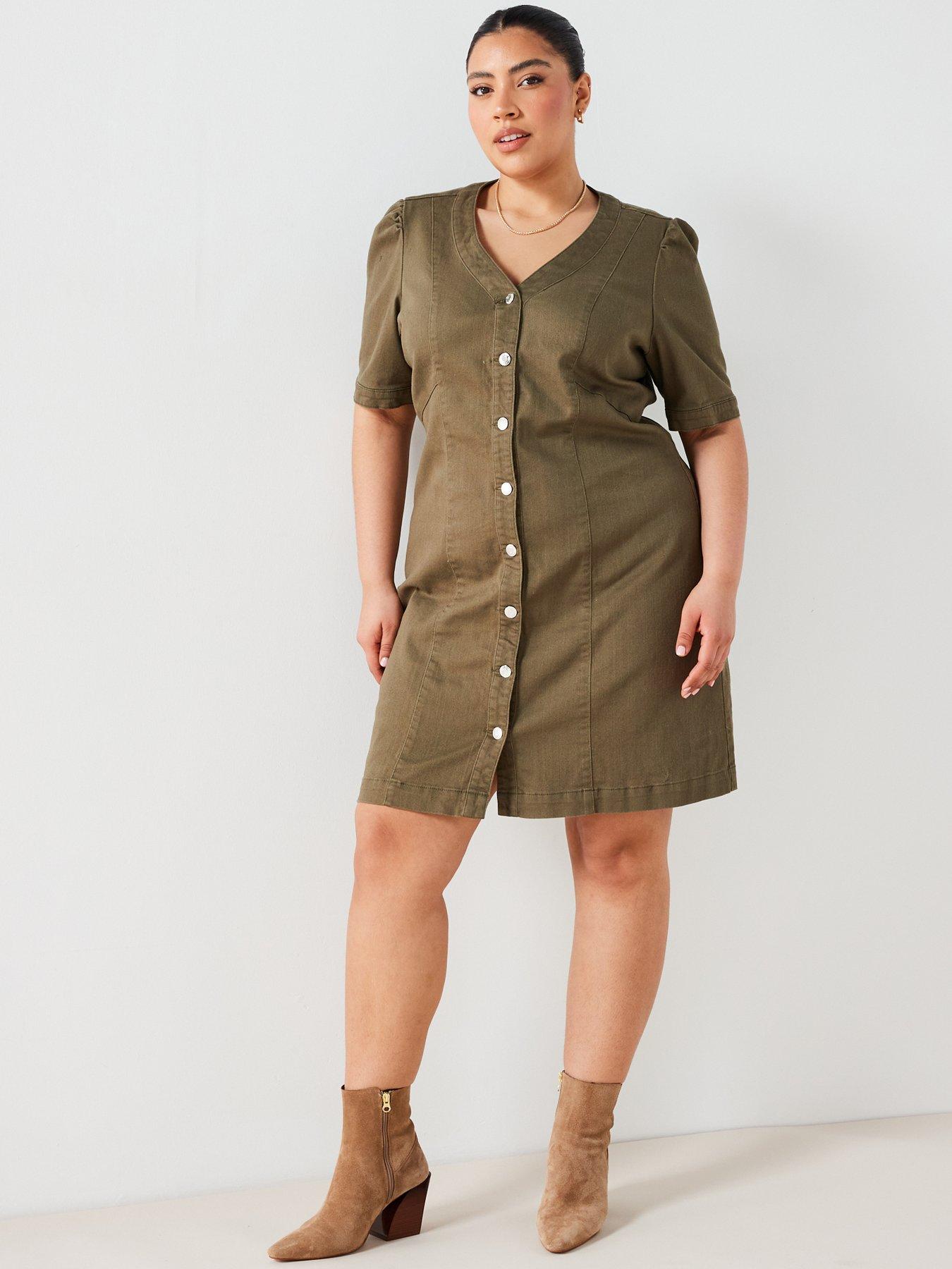 vero-moda-curve-curve-button-down-mini-dress-khakioutfit