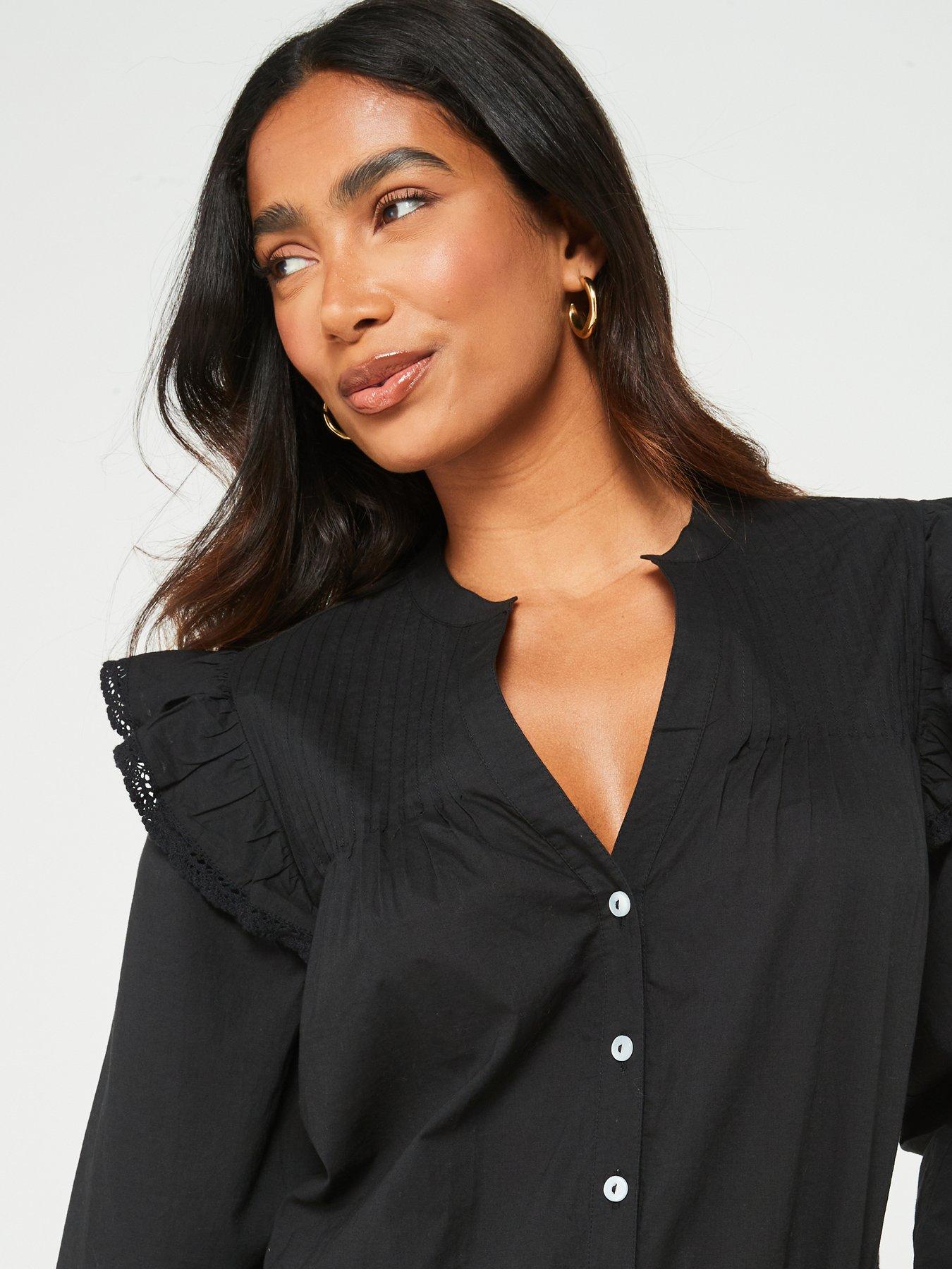 v-by-very-pleated-lace-trim-cotton-blouse-blackoutfit