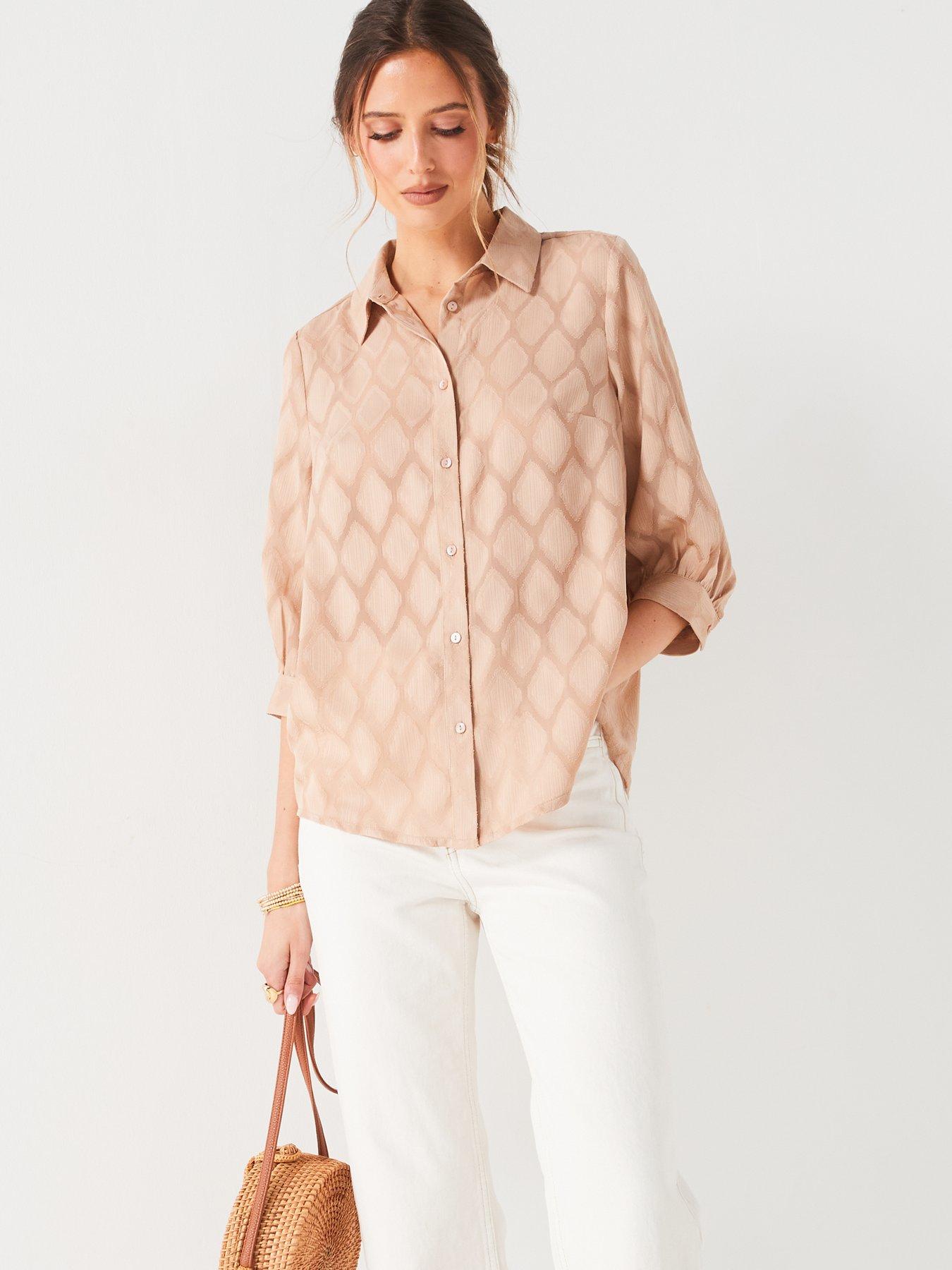 v-by-very-jacquard-print-three-quarternbspsleeve-blouse-beigeoutfit