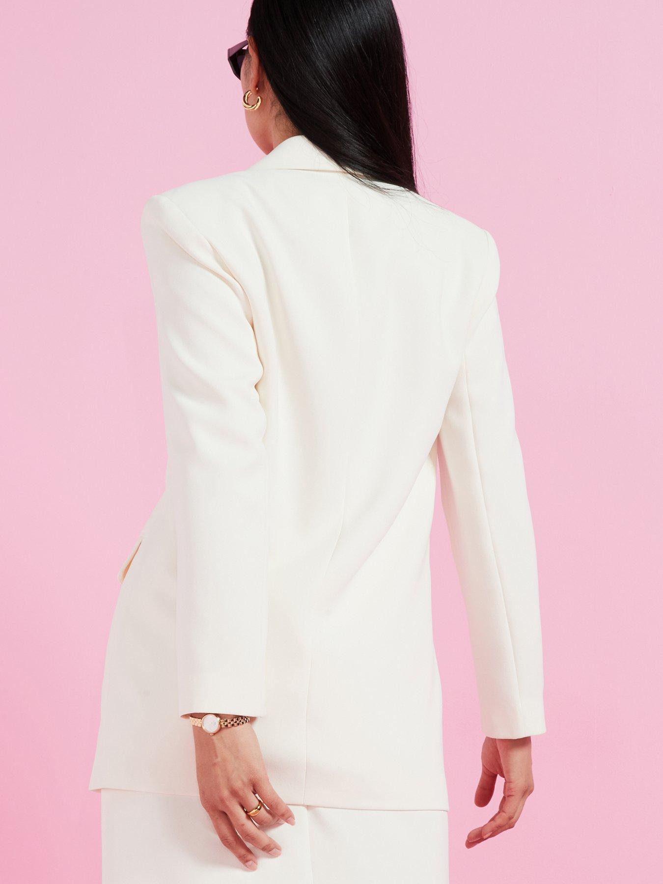 Image 2 of 6 of V by Very Oversized Double Breasted Longline&nbsp;Blazer- Cream