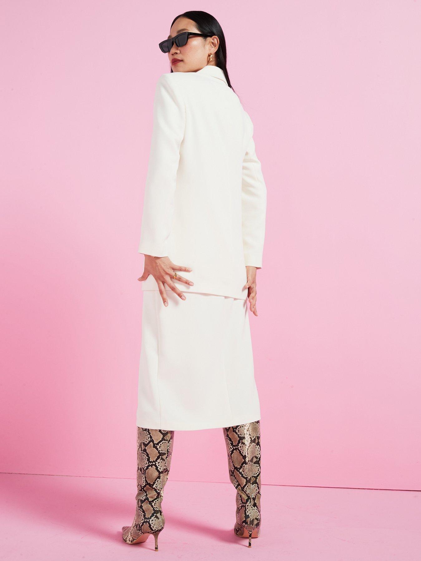Image 5 of 6 of V by Very Oversized Double Breasted Longline&nbsp;Blazer- Cream