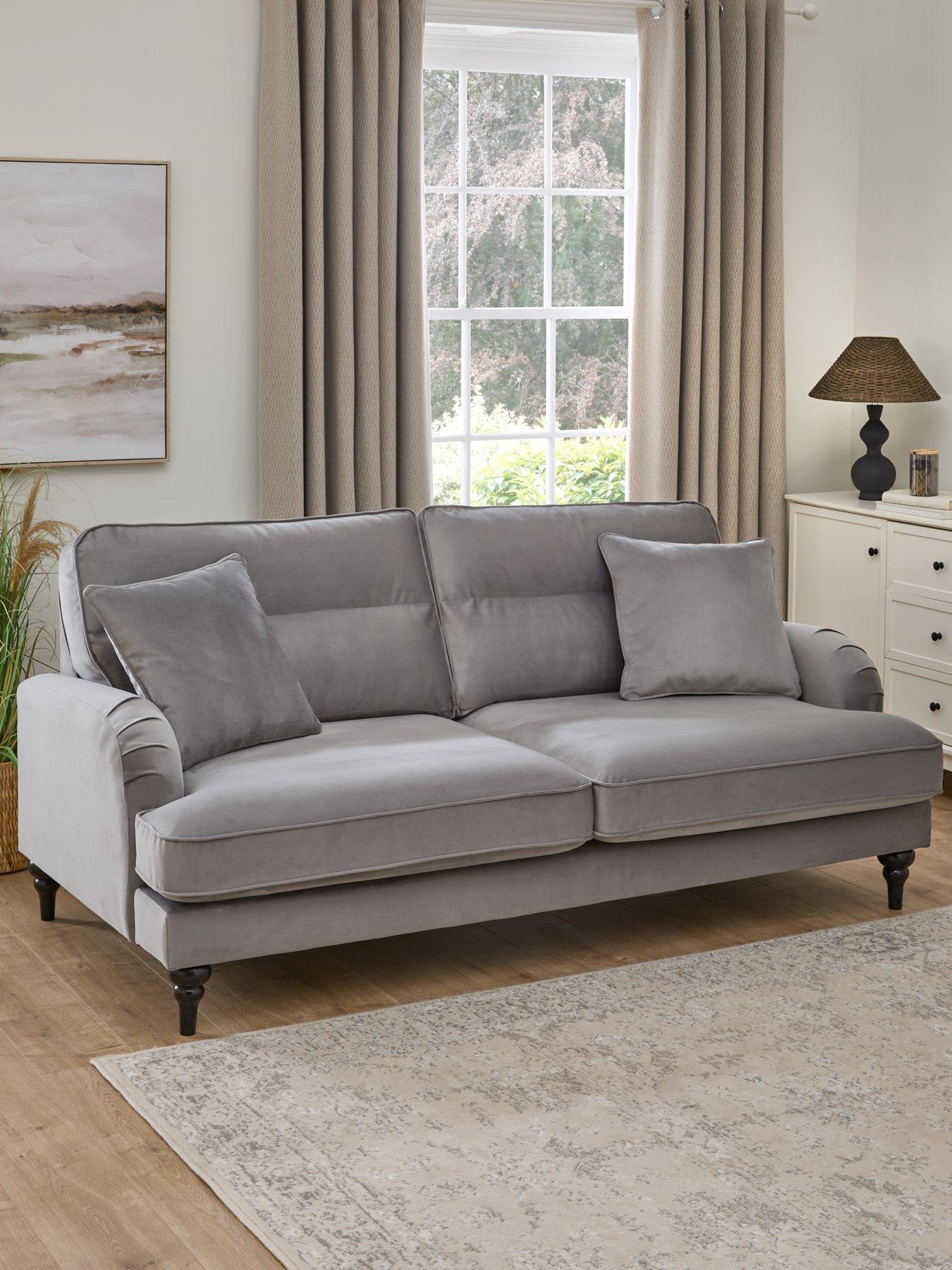 Very Home Victoria 3 Seater Fabric Sofa - Grey - FSC® Certified