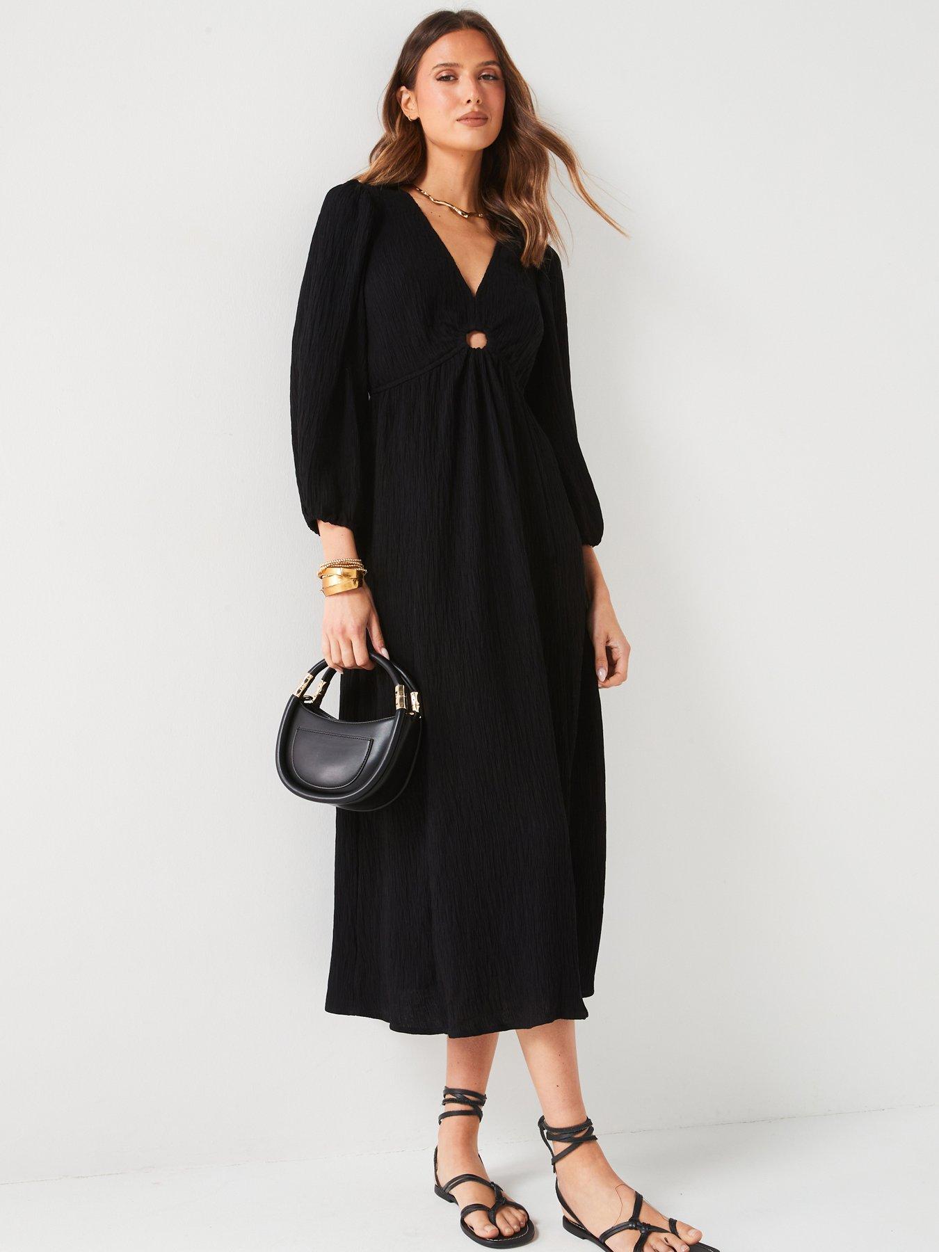 v-by-very-balloon-sleeve-cut-out-midi-dress-black