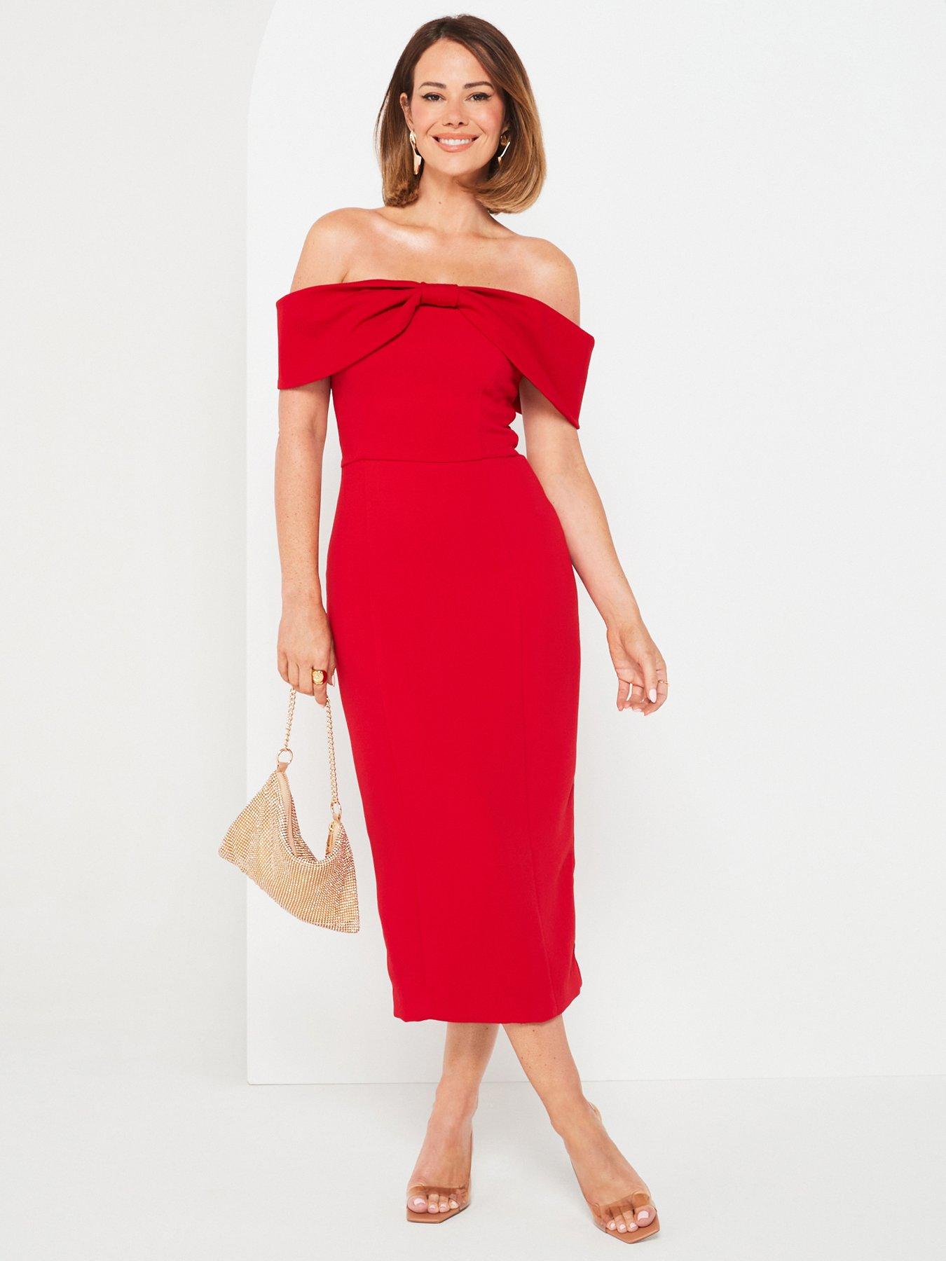 v-by-very-x-carol-byrnenbspbow-front-crepe-bardotnbspmidinbspdress--nbspred