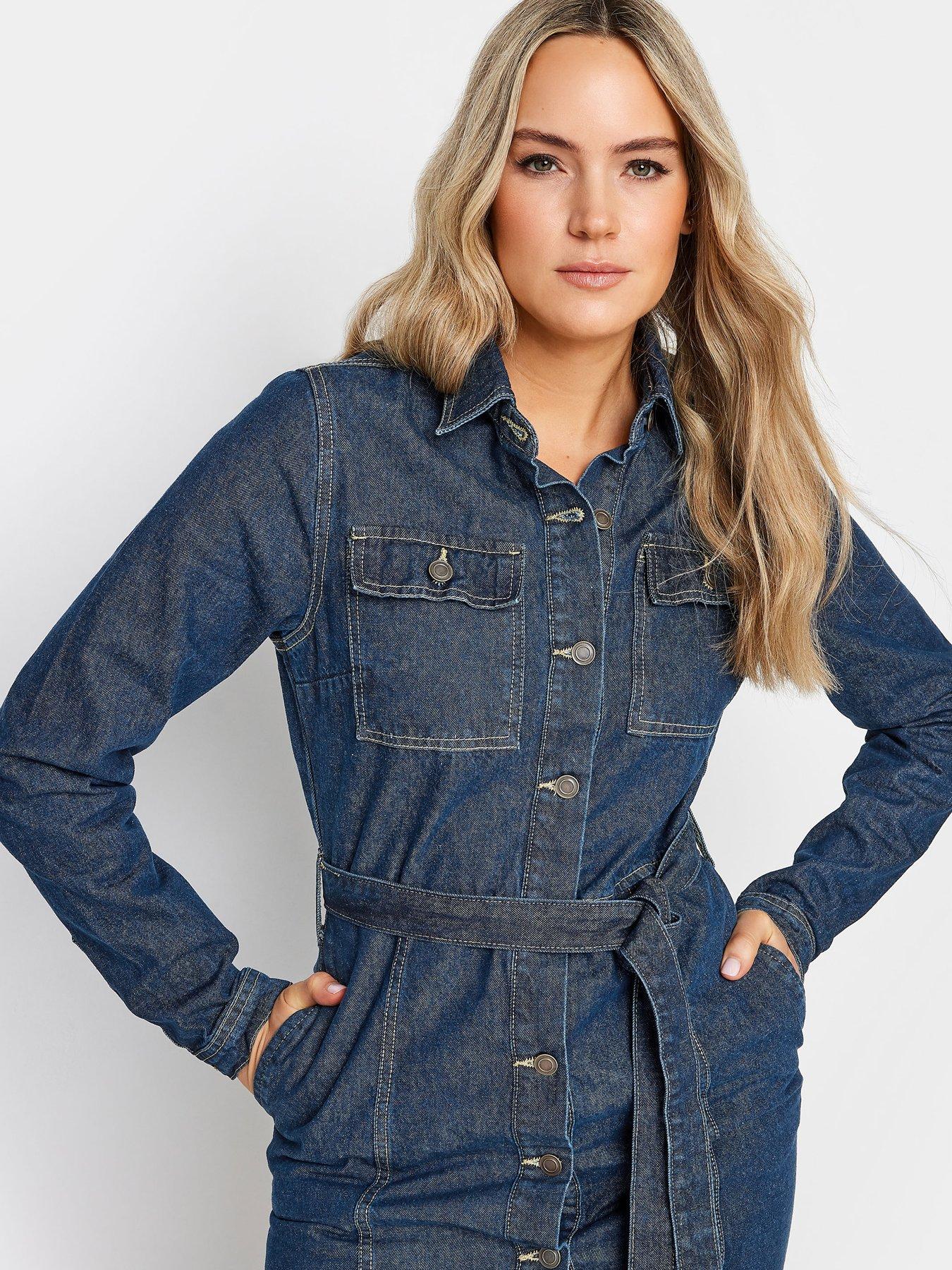 long-tall-sally-tall-tie-waist-denim-dress-blueoutfit