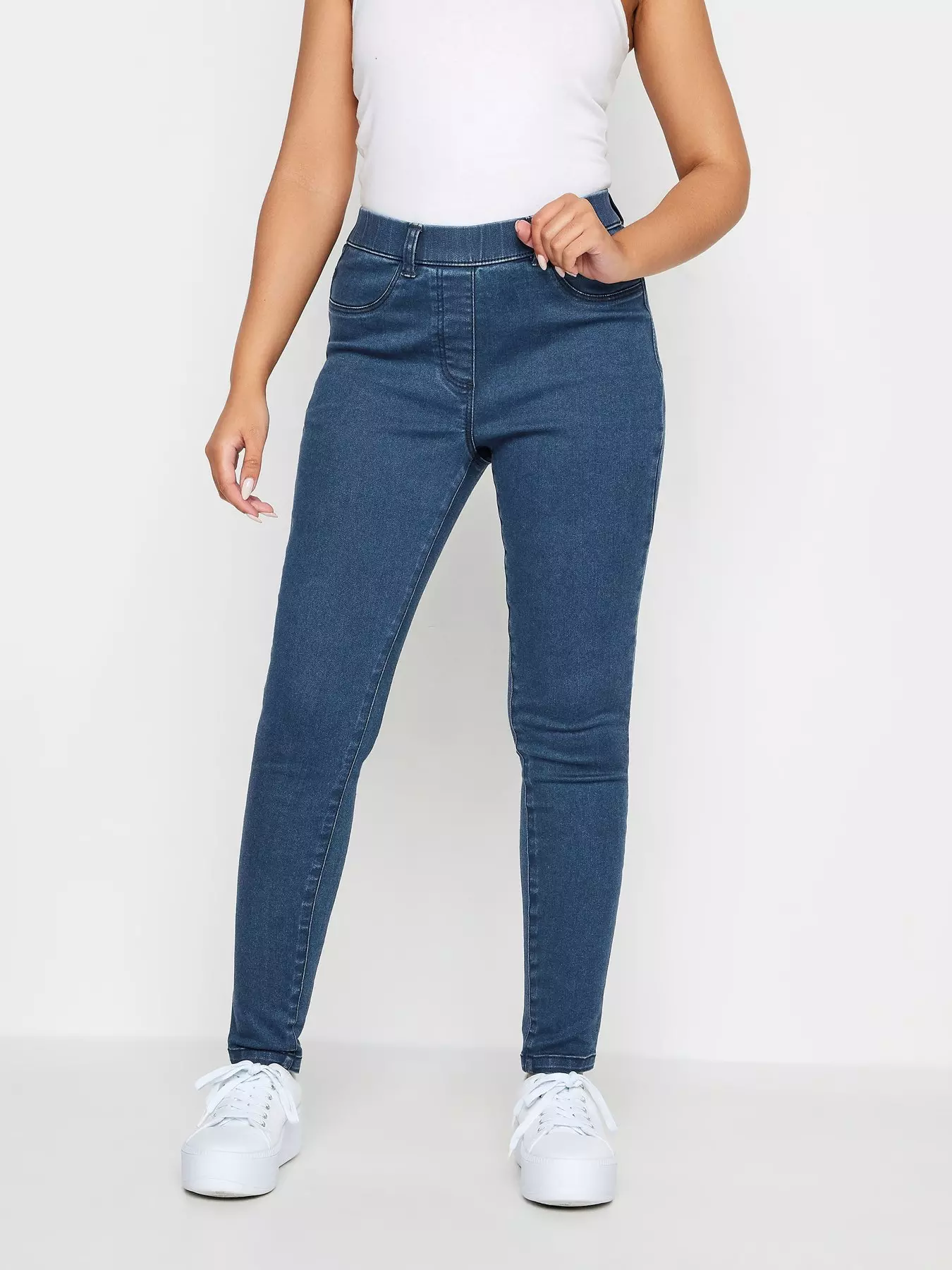 Buy Yours Curve Mid Blue Crop Jenny Jeggings from the Next UK online shop