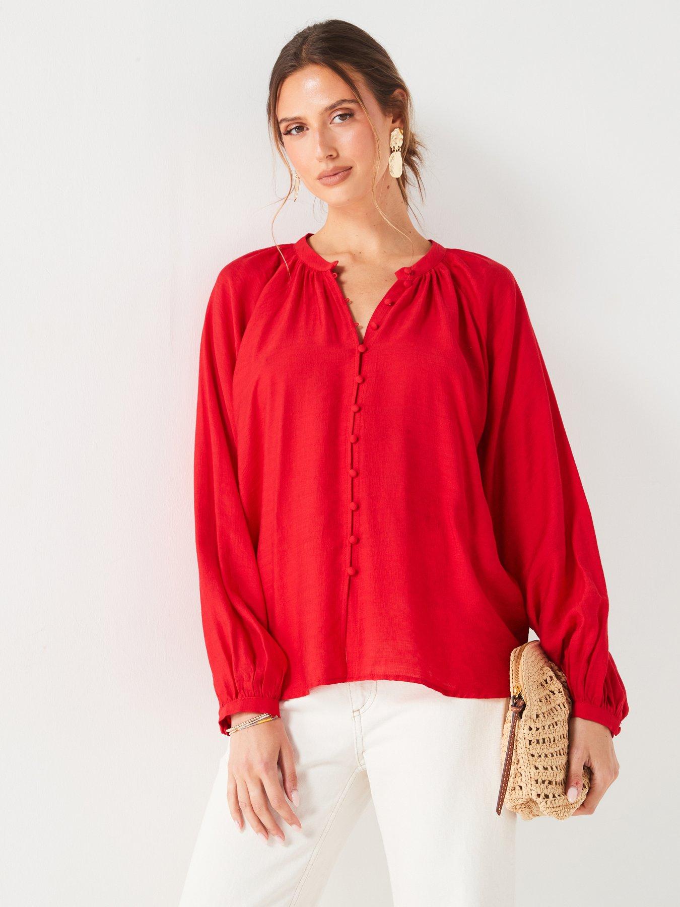 v-by-very-textured-balloon-sleevenbspblouse-red