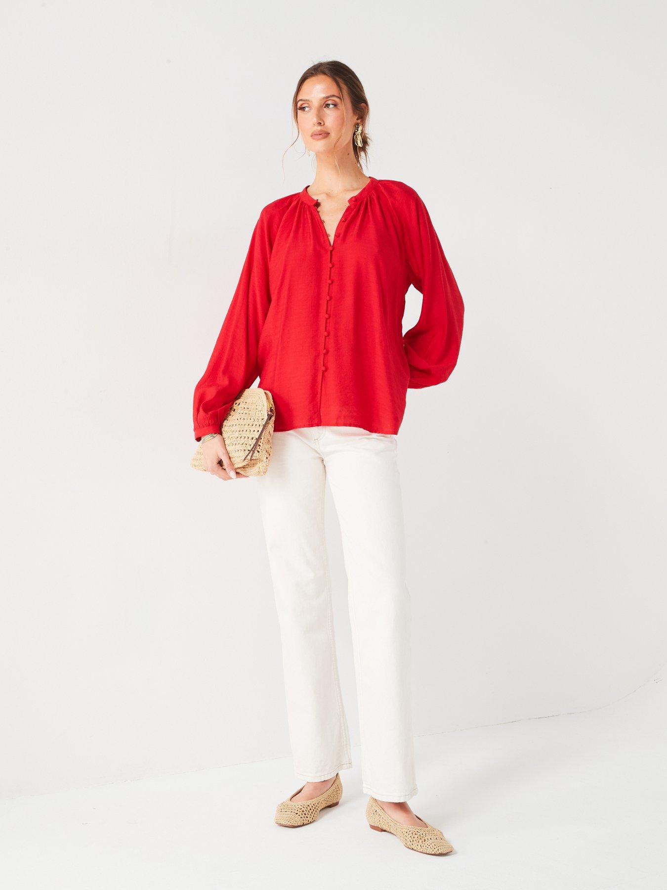 v-by-very-textured-balloon-sleevenbspblouse-redback