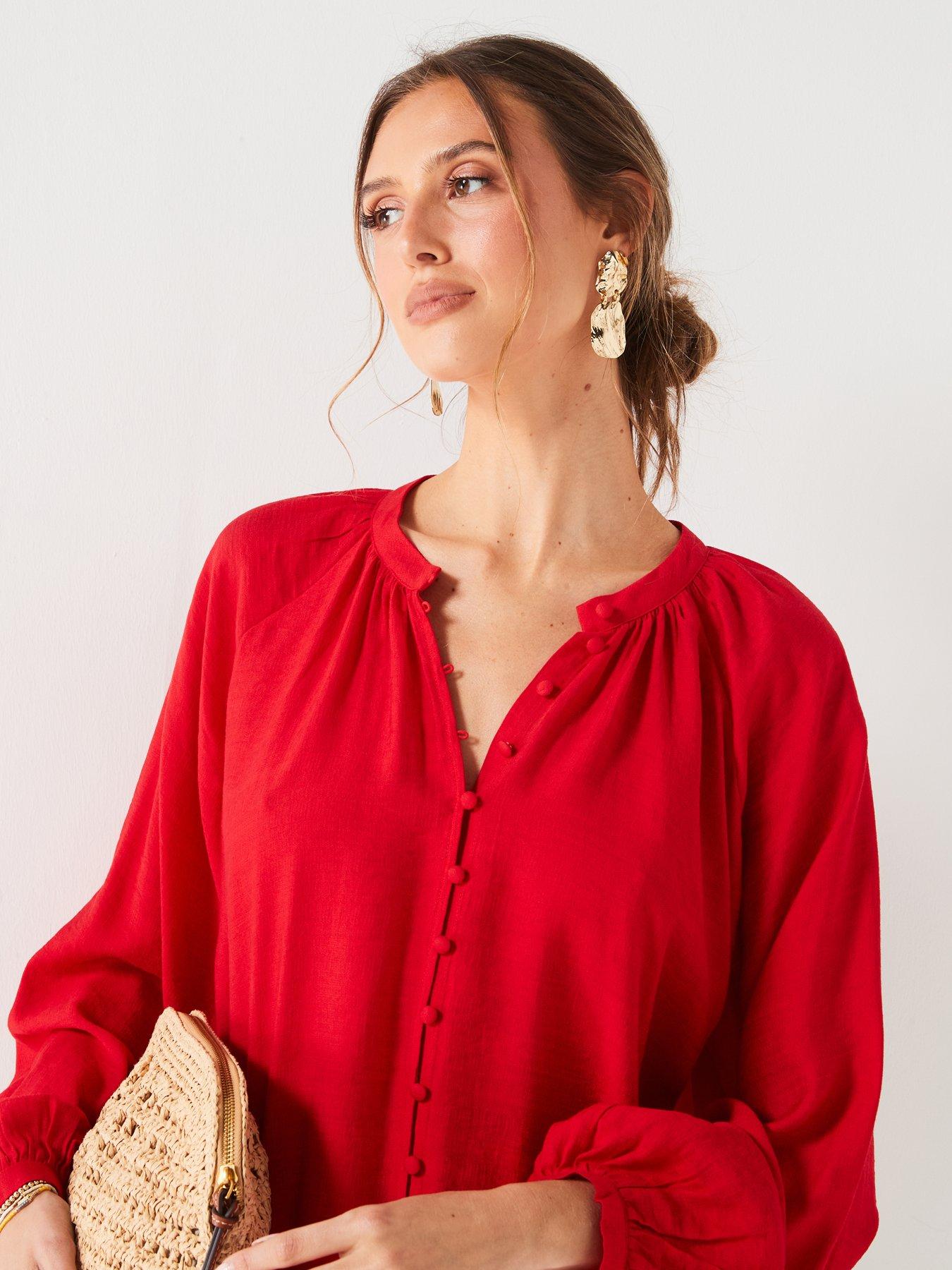 v-by-very-textured-balloon-sleevenbspblouse-reddetail