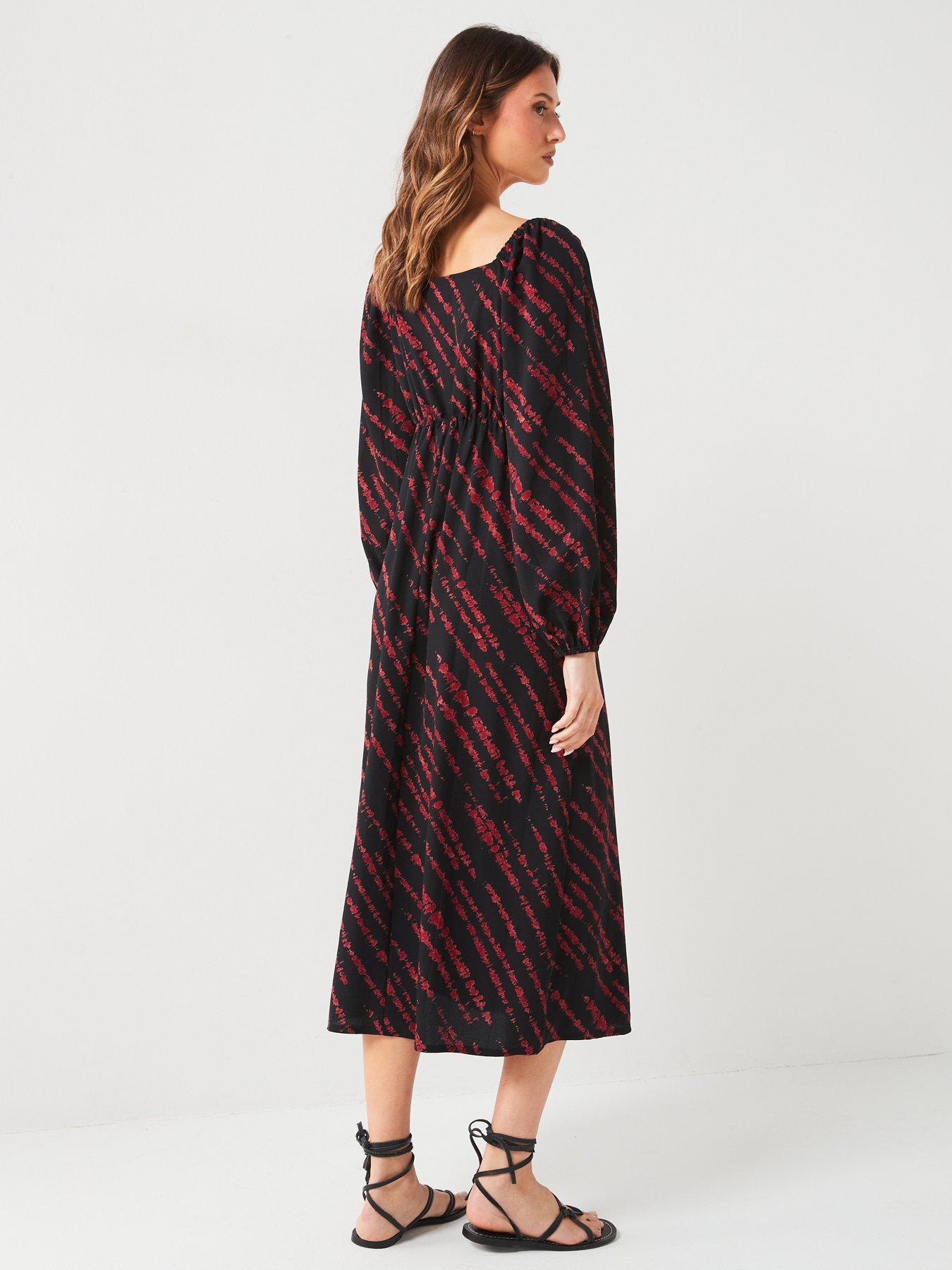 everyday-printed-long-sleevenbspmidi-dress-blackredstillFront