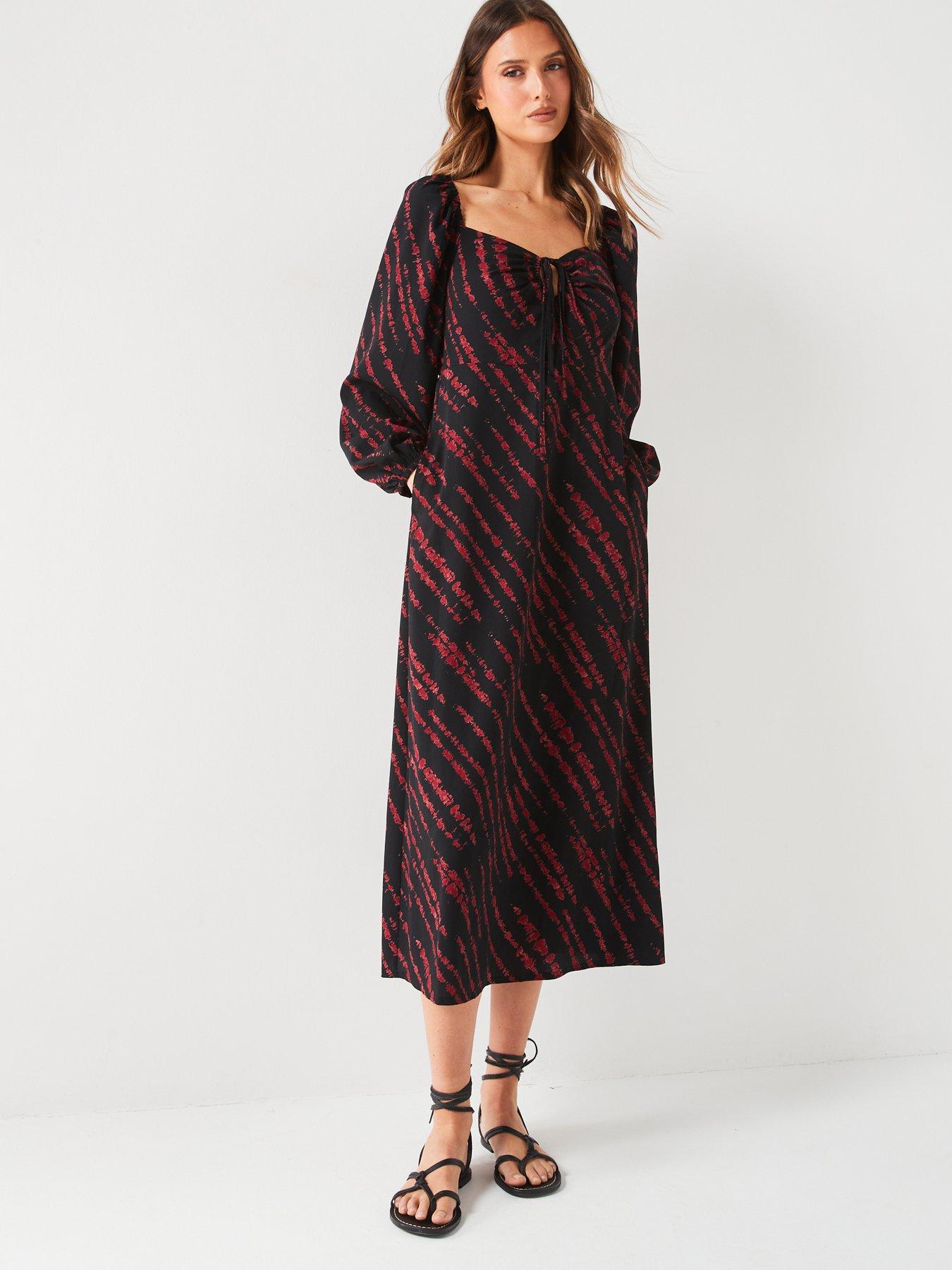 everyday-printed-long-sleevenbspmidi-dress-blackreddetail