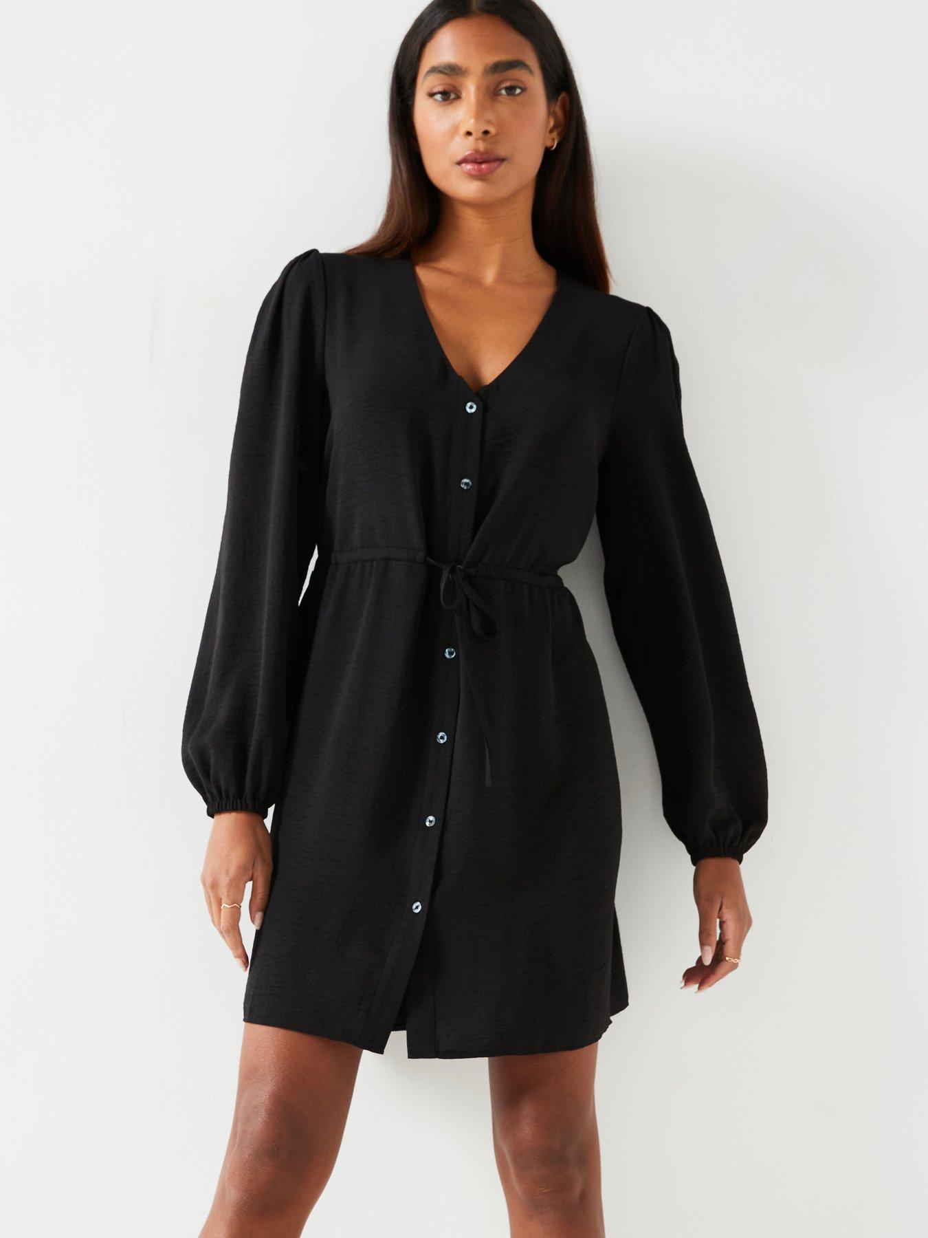 everyday-button-thru-shirt-mini-dress-black