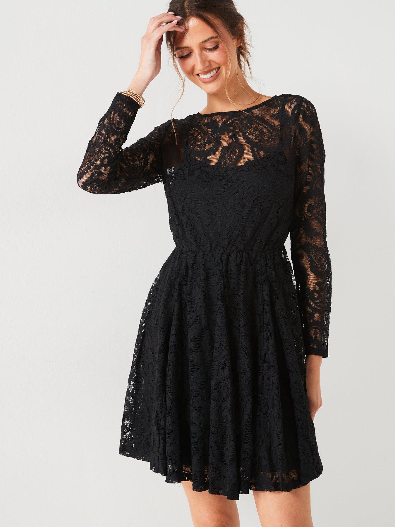 v-by-very-lace-skater-mini-dress-blackoutfit