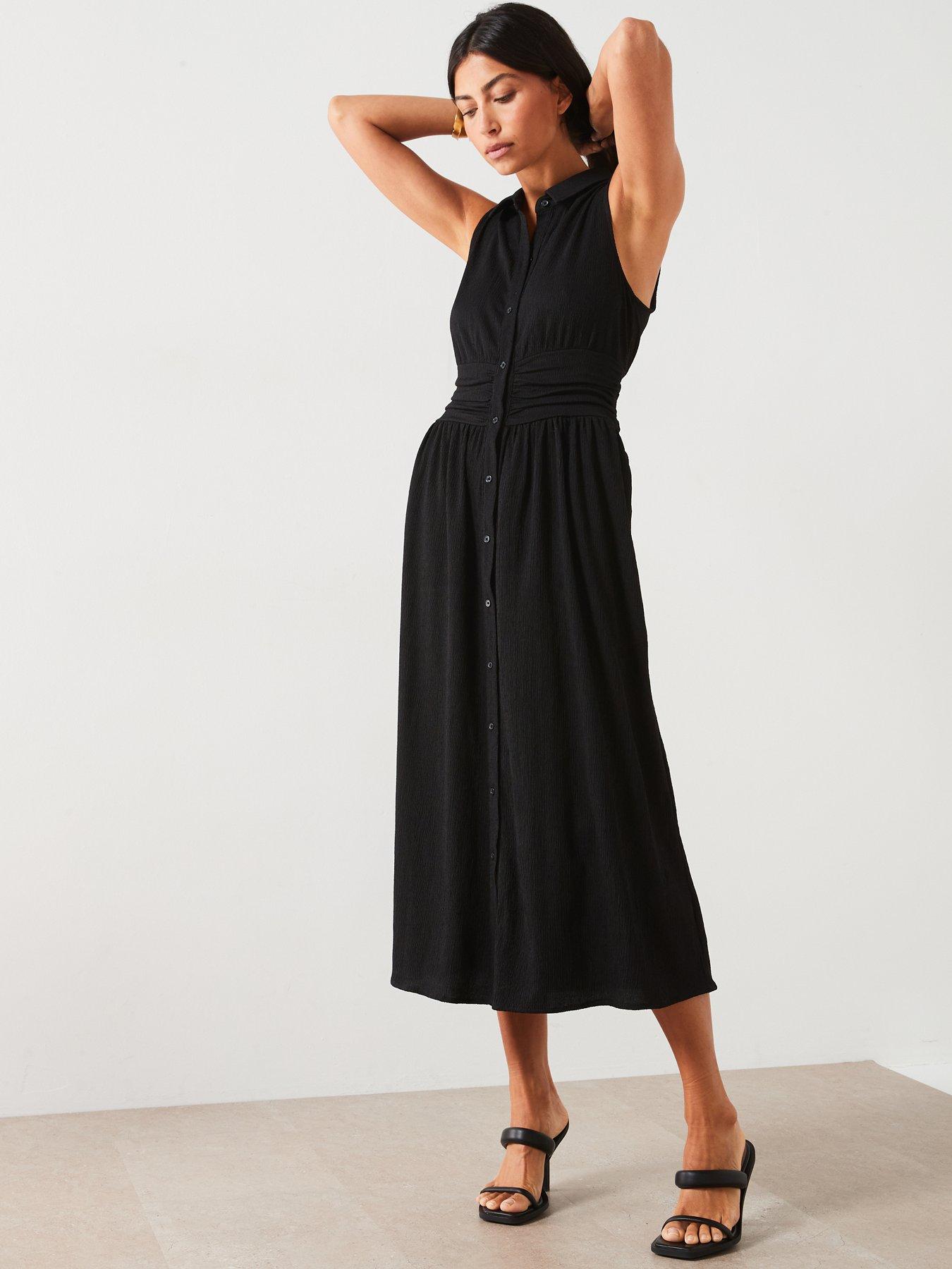 v-by-very-ruched-waist-midi-dress-blackback