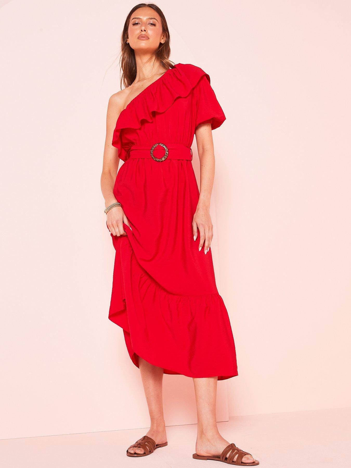 v-by-very-one-shoulder-frill-midi-dress-redback