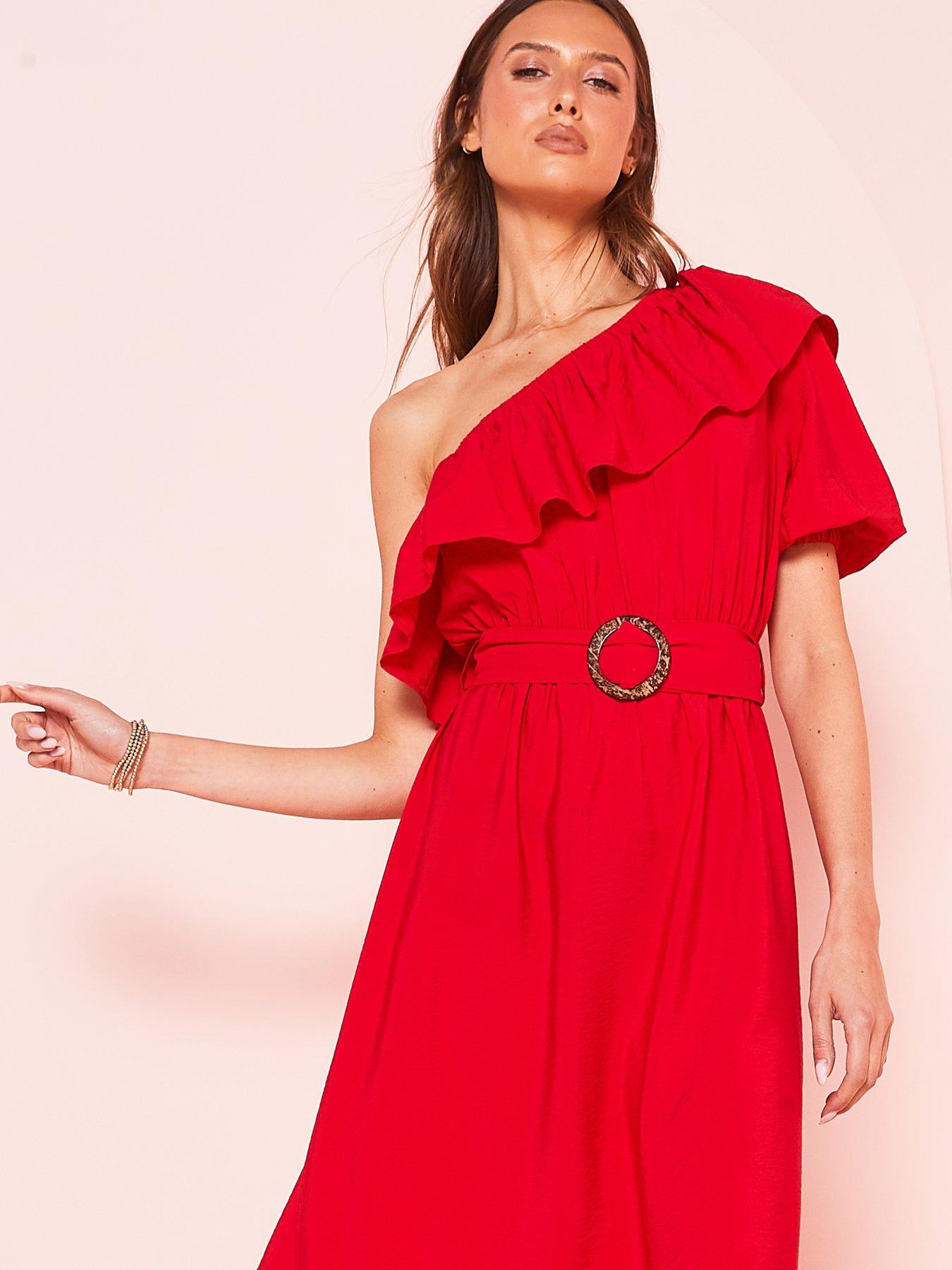 v-by-very-one-shoulder-frill-midi-dress-redoutfit