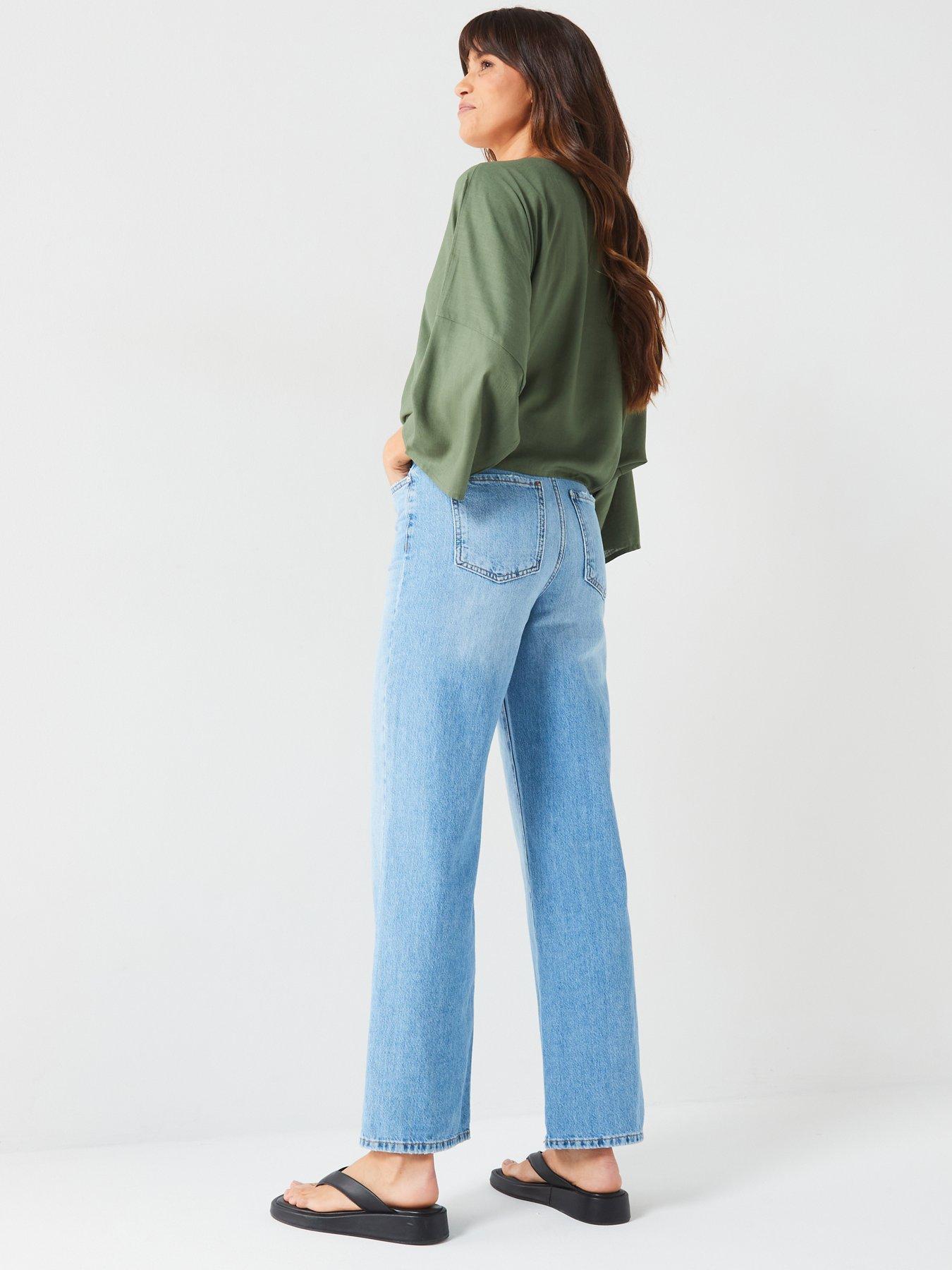 v-by-very-tie-front-textured-blouse-greenstillFront