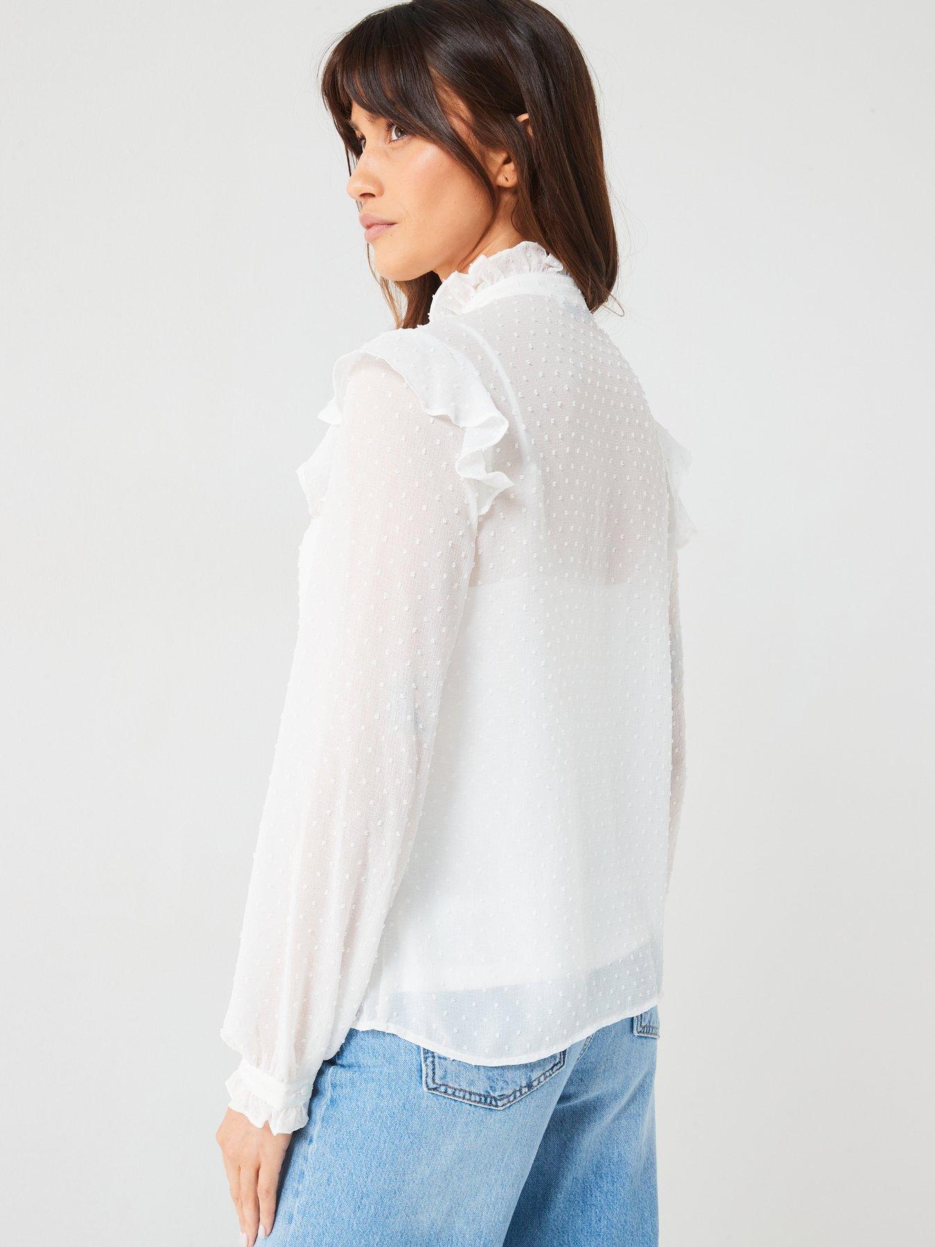 v-by-very-dobby-frill-long-sleeve-blouse-whitestillFront