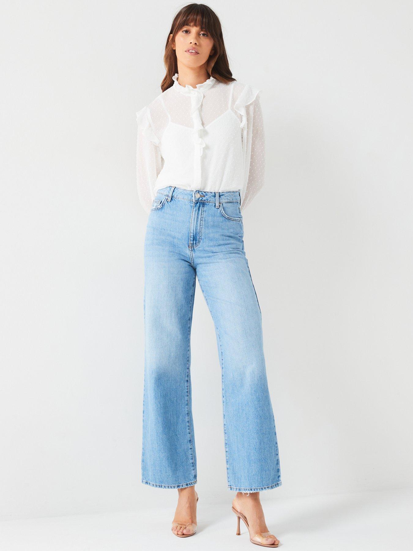 v-by-very-dobby-frill-long-sleeve-blouse-whitedetail