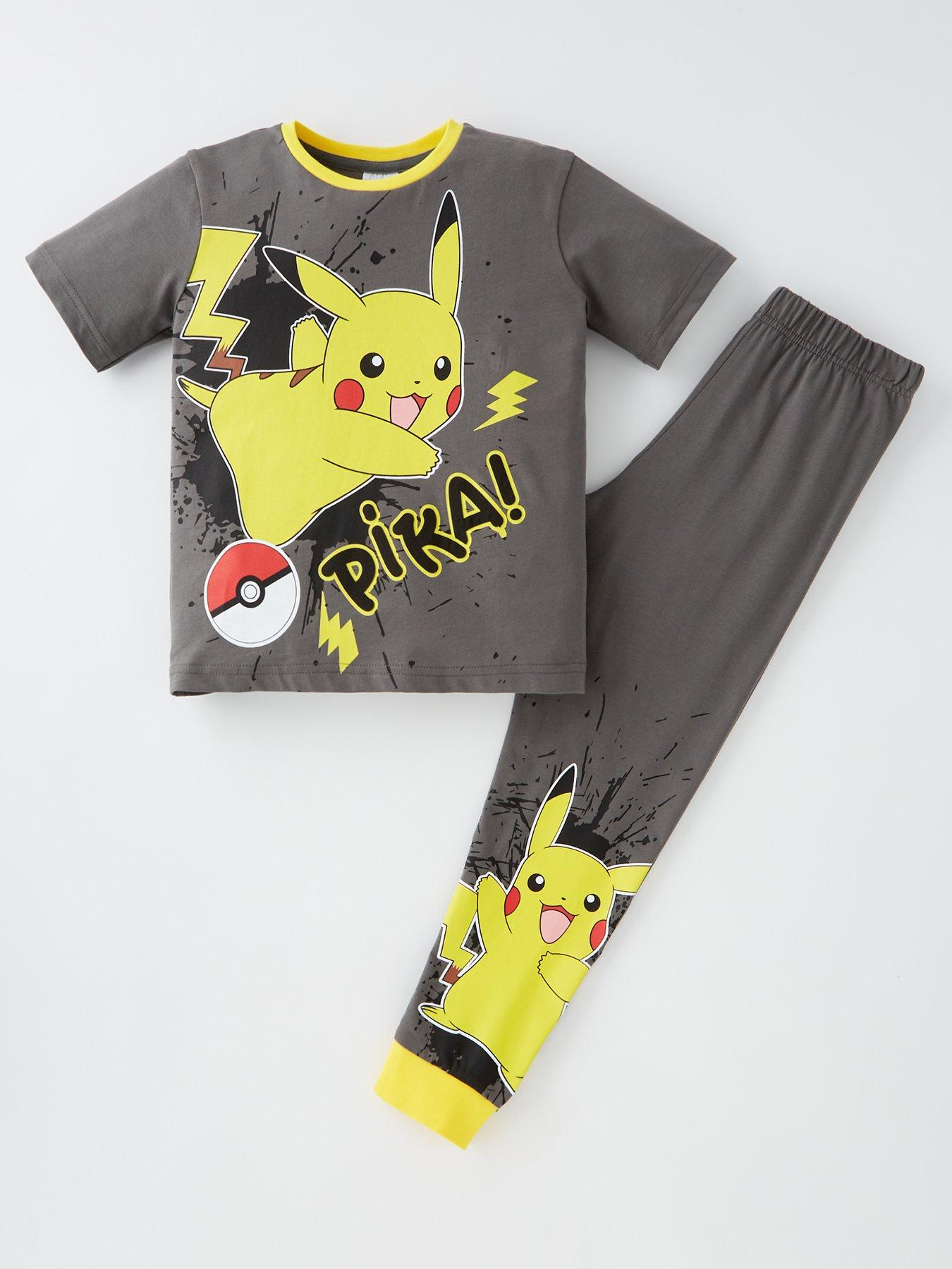 pokemon-pikachu-short-sleeve-pyjamas-greyfront