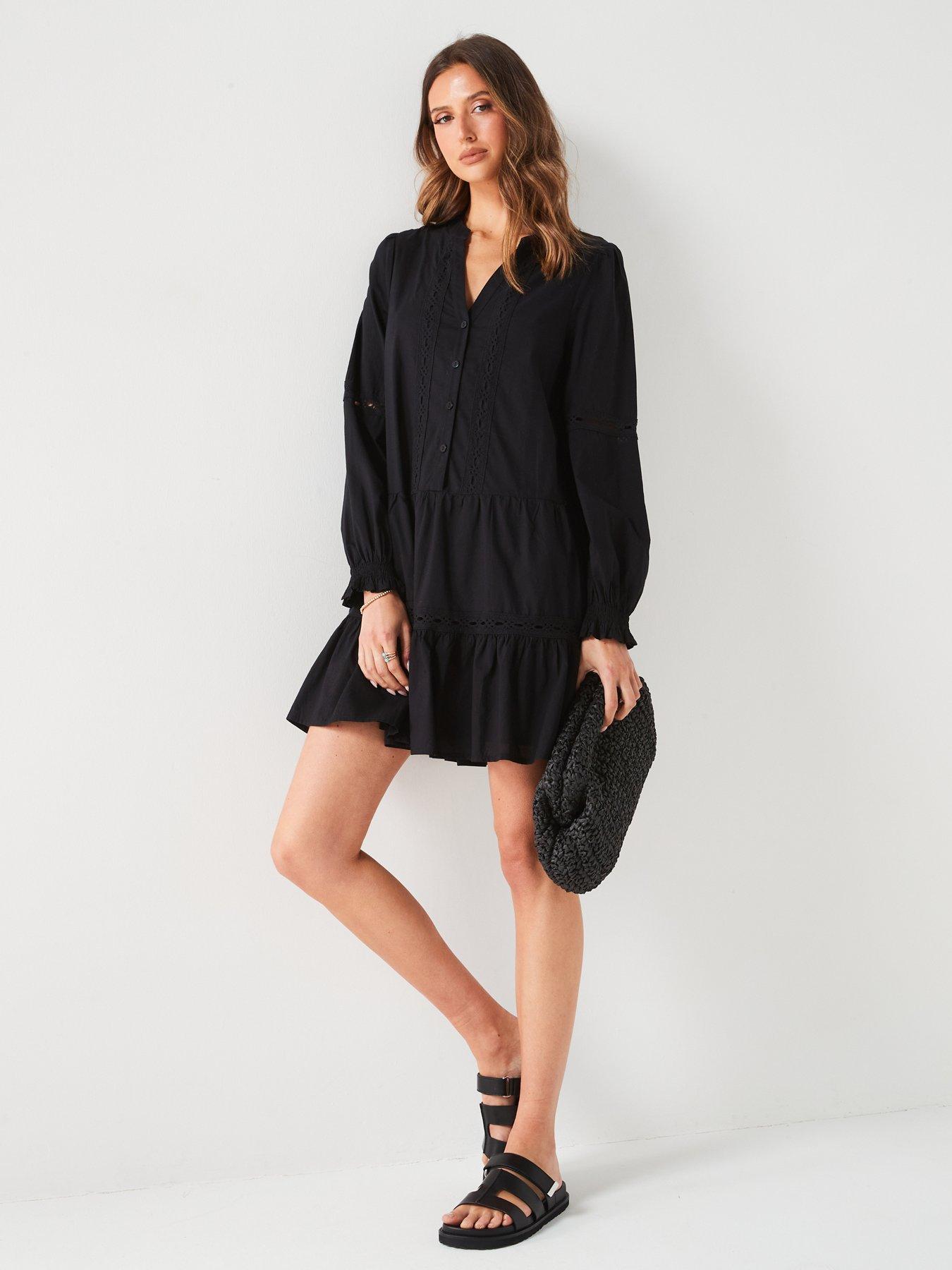 v-by-very-lace-trim-tiered-mini-dress-blackback