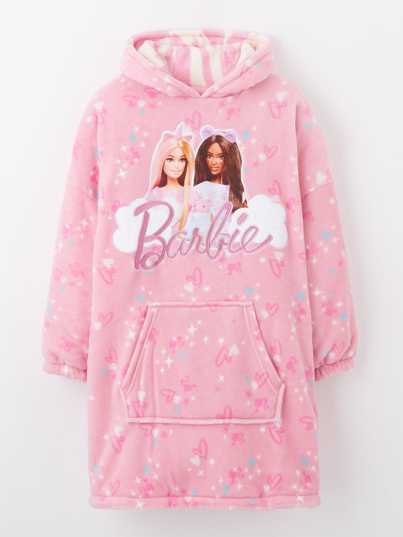 Image 1 of 4 of Barbie Reversible Fleece Hooded Blanket - Pink