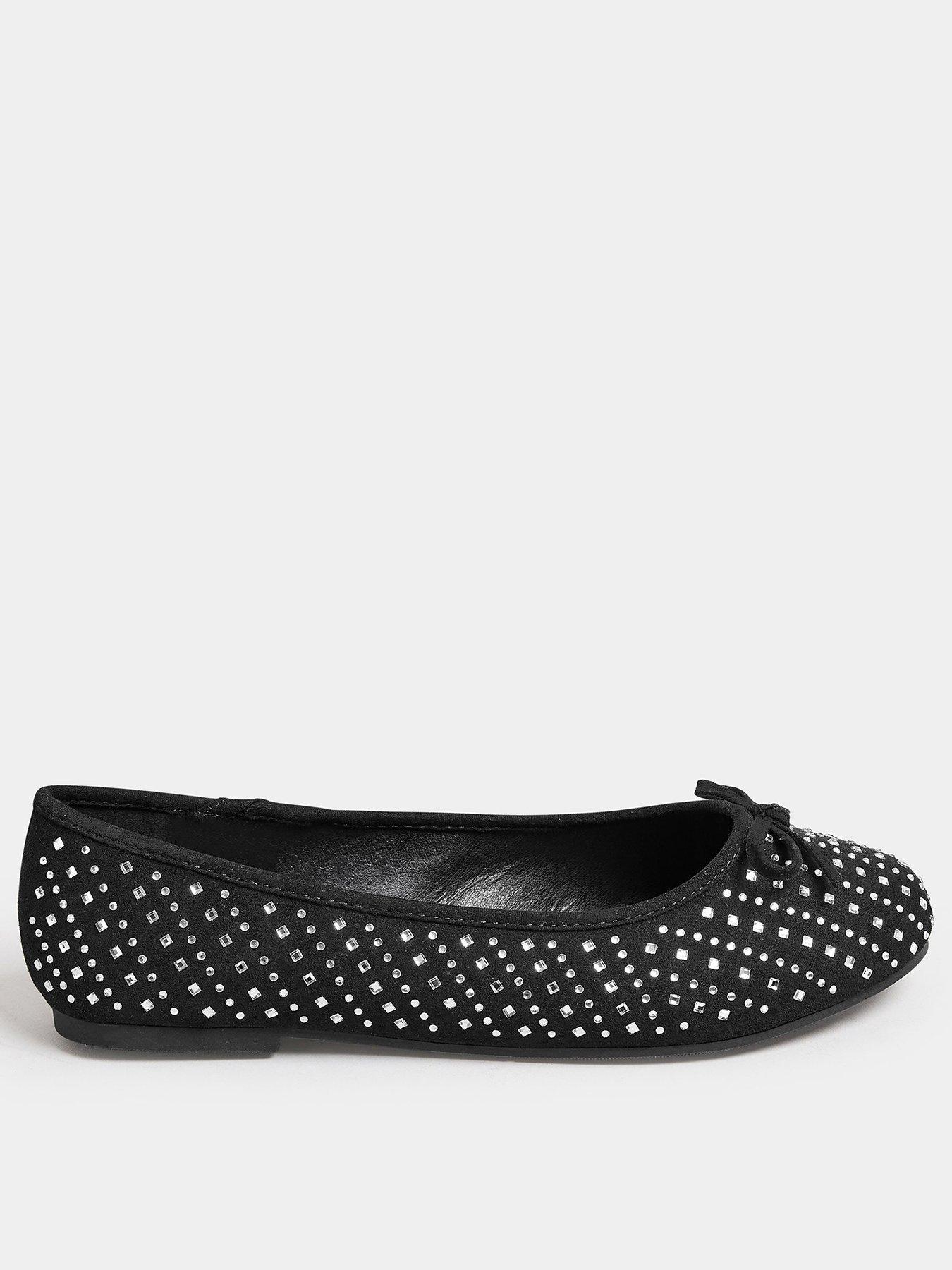 Image 1 of 4 of Yours Extra Wide Fit Sparkle Ballet Black