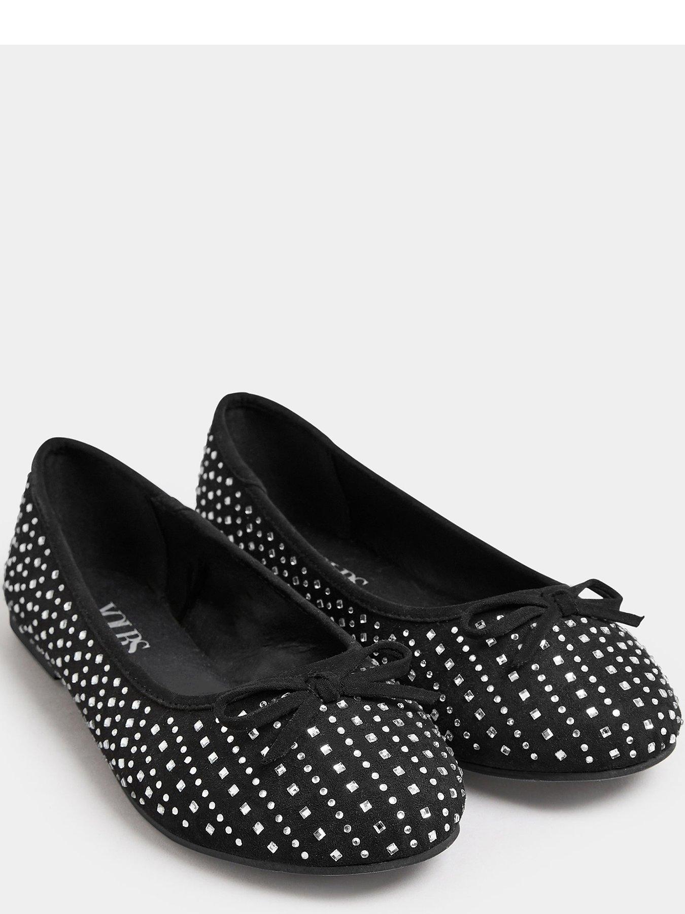 Image 2 of 4 of Yours Extra Wide Fit Sparkle Ballet Black