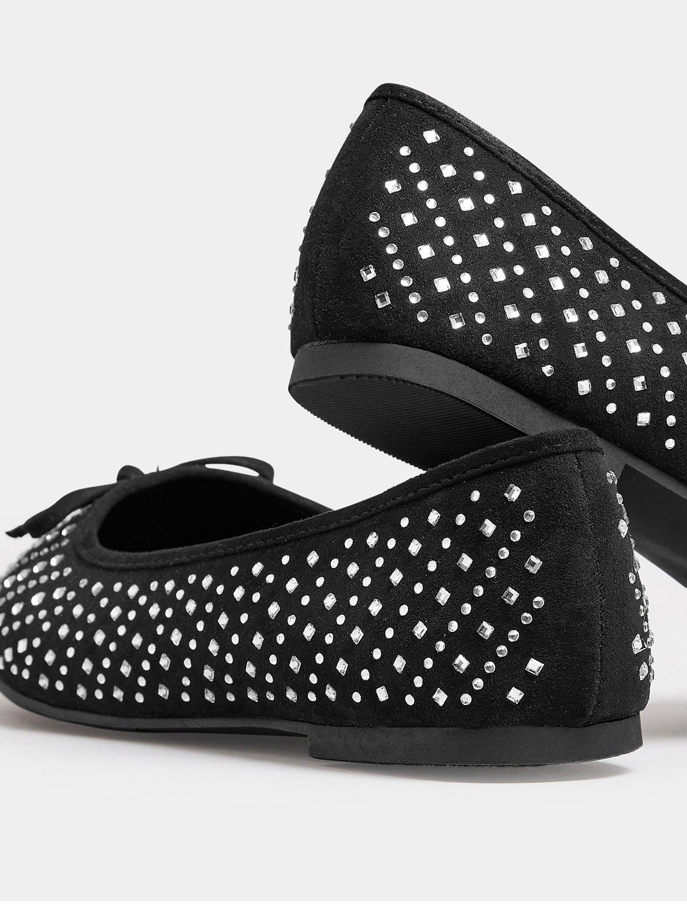 Image 3 of 4 of Yours Extra Wide Fit Sparkle Ballet Black