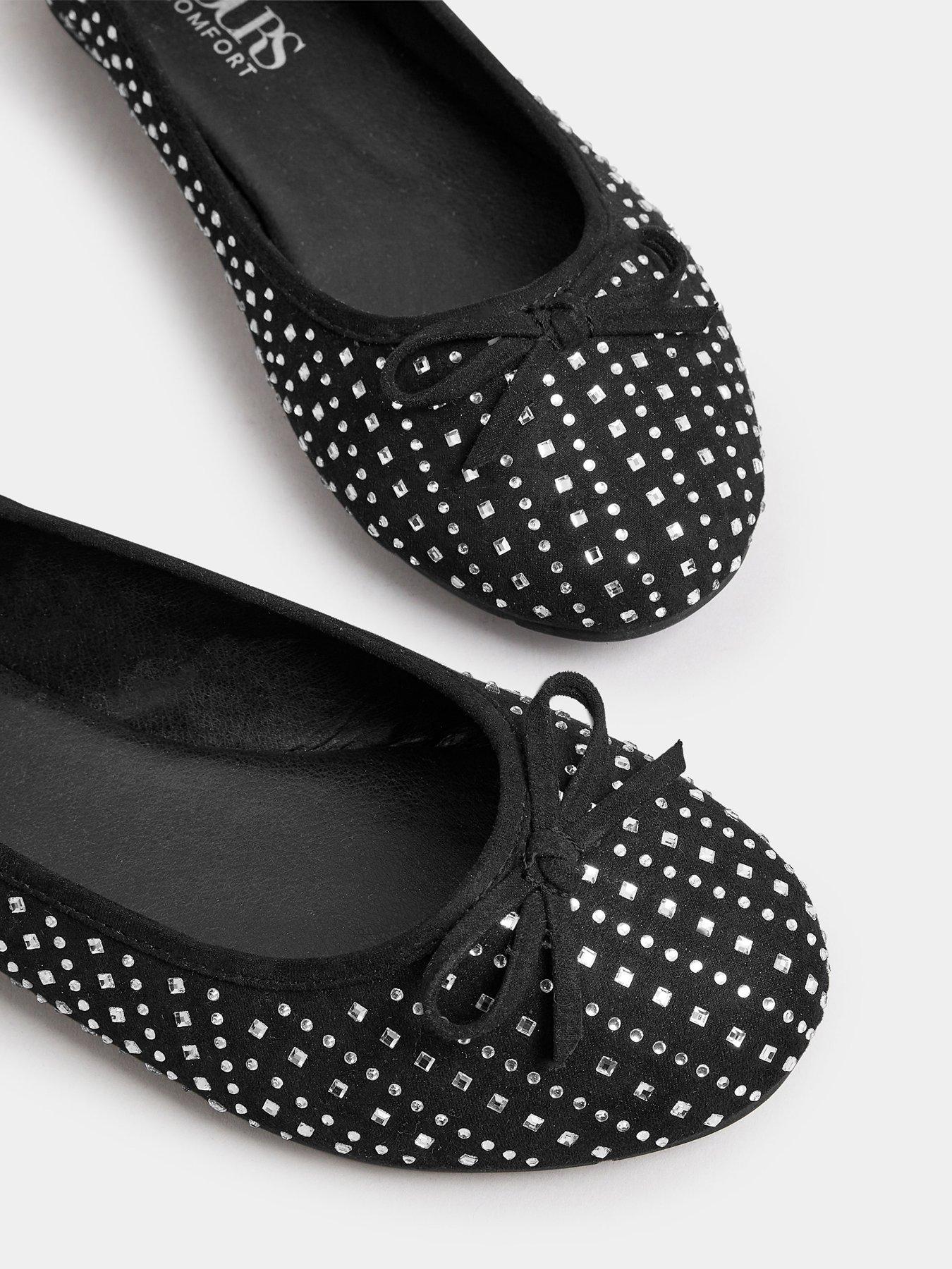 Image 4 of 4 of Yours Extra Wide Fit Sparkle Ballet Black