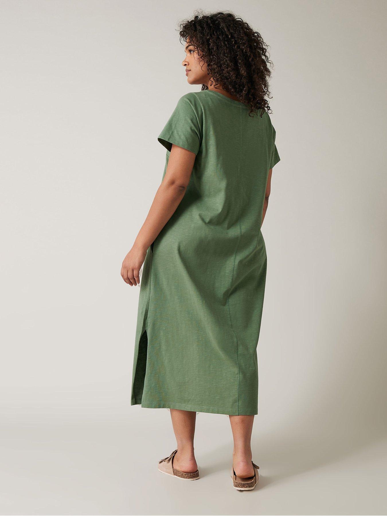 evans-slub-jersey-dress-khaki-greenstillFront