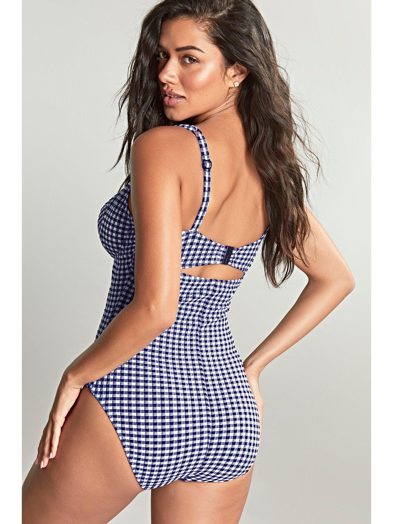 panache-paloma-balcony-swimsuit-navy-ginghamstillFront