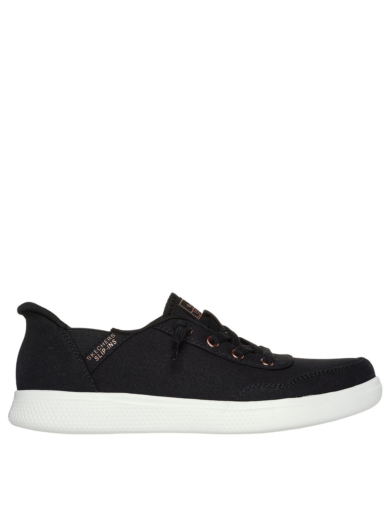 Skechers Skip Cute Slip-in Faux Lace Trainer - Black Canvas
