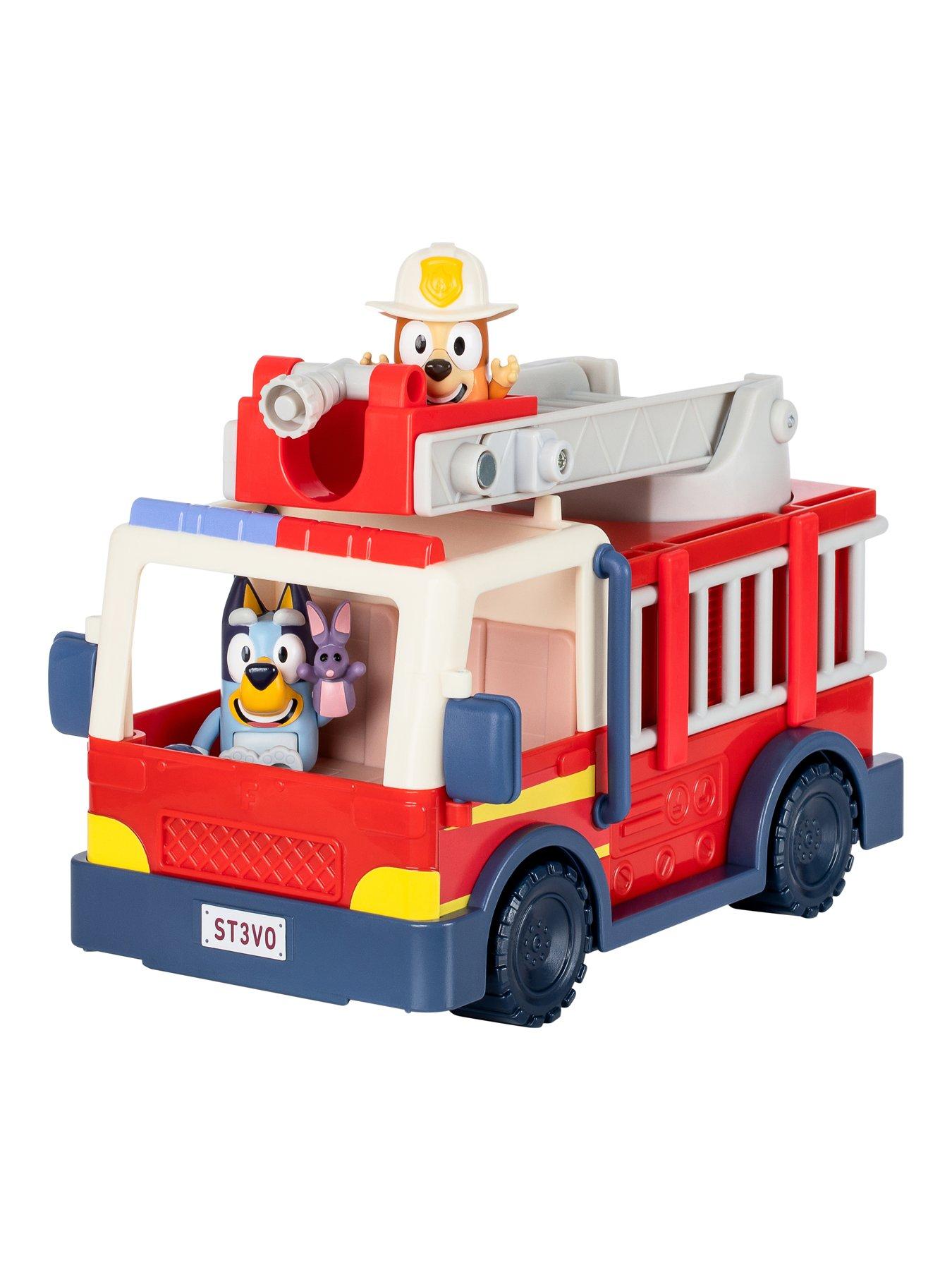 Image 2 of 8 of Bluey Bluey Firetruck incl Bob Bilby, Bluey and Firefighter Bingo Raise Ladder &amp; Spin, Retractable Hose, Bingo fits on top of Ladder, Inc Sticker Sheet