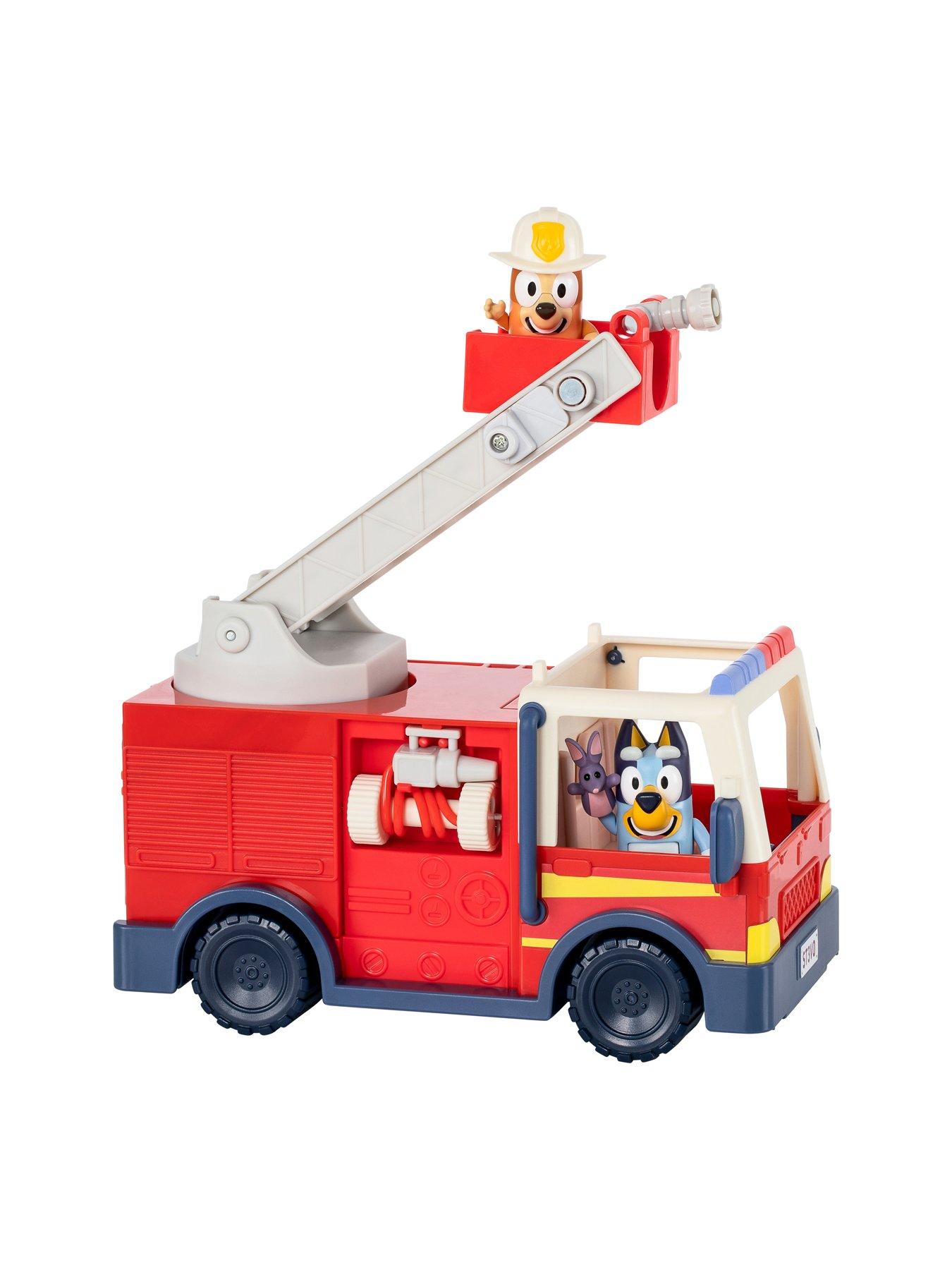 Image 3 of 8 of Bluey Bluey Firetruck incl Bob Bilby, Bluey and Firefighter Bingo Raise Ladder &amp; Spin, Retractable Hose, Bingo fits on top of Ladder, Inc Sticker Sheet