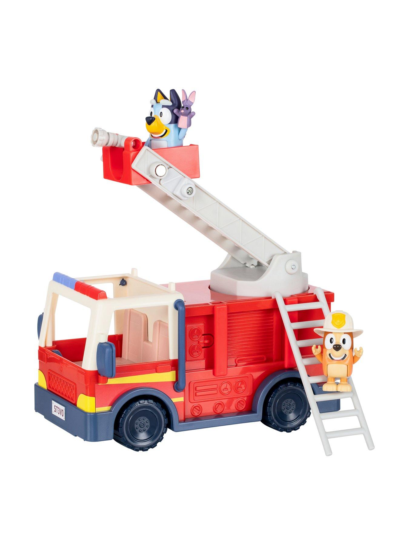 Image 4 of 8 of Bluey Bluey Firetruck incl Bob Bilby, Bluey and Firefighter Bingo Raise Ladder &amp; Spin, Retractable Hose, Bingo fits on top of Ladder, Inc Sticker Sheet