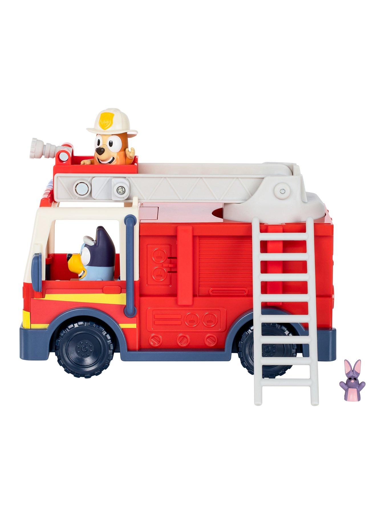 Image 5 of 8 of Bluey Bluey Firetruck incl Bob Bilby, Bluey and Firefighter Bingo Raise Ladder &amp; Spin, Retractable Hose, Bingo fits on top of Ladder, Inc Sticker Sheet