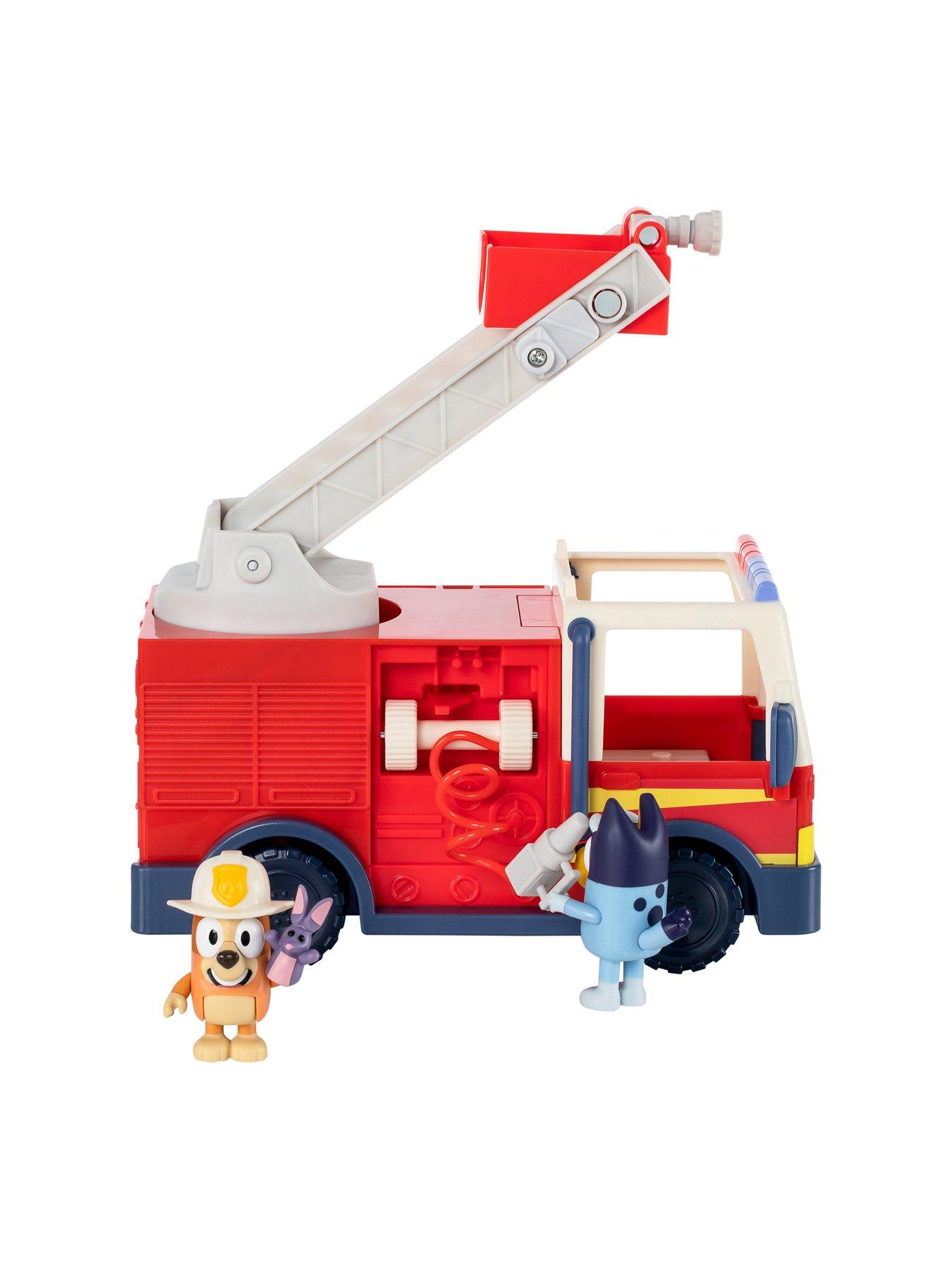 Image 6 of 8 of Bluey Bluey Firetruck incl Bob Bilby, Bluey and Firefighter Bingo Raise Ladder &amp; Spin, Retractable Hose, Bingo fits on top of Ladder, Inc Sticker Sheet