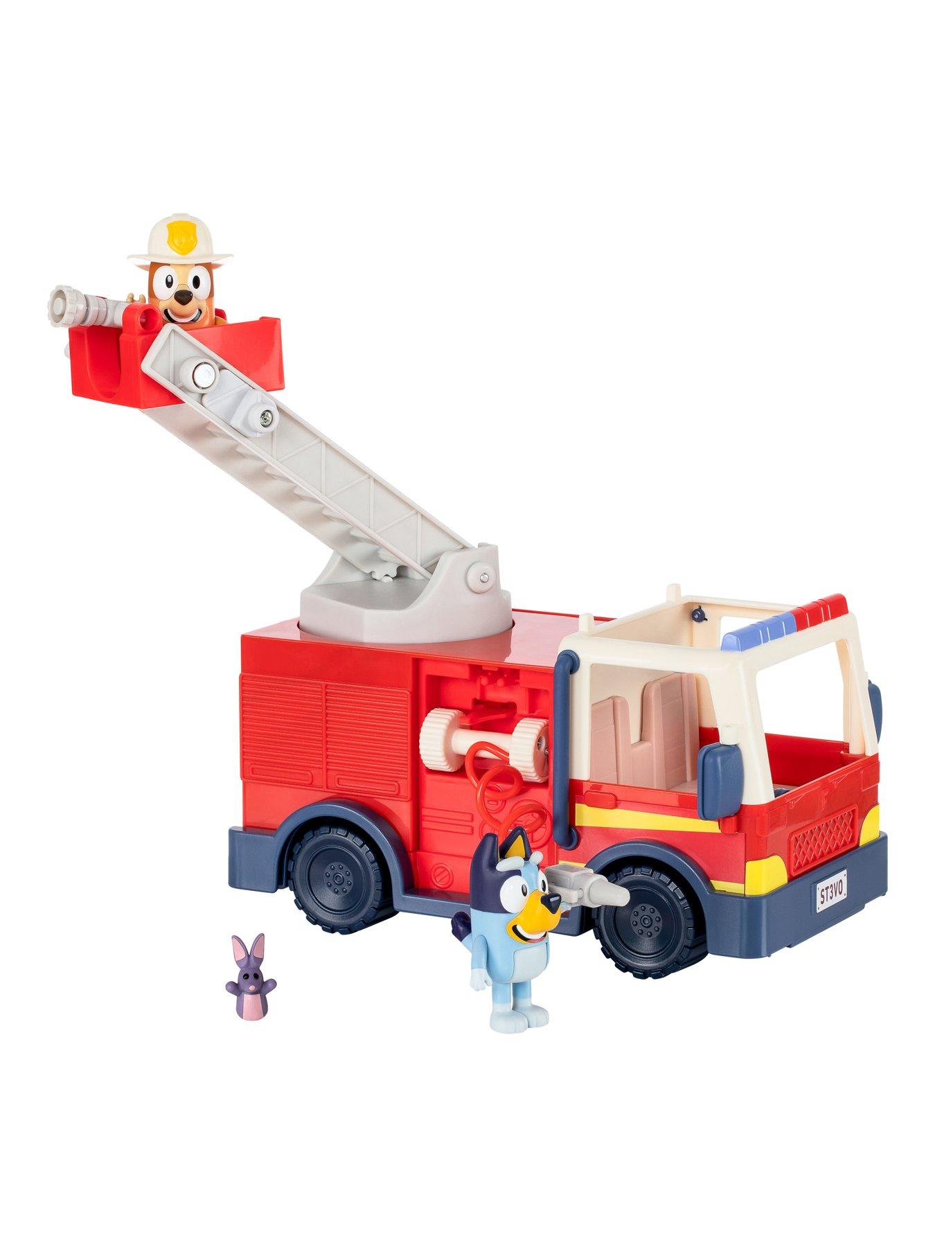 Image 7 of 8 of Bluey Bluey Firetruck incl Bob Bilby, Bluey and Firefighter Bingo Raise Ladder &amp; Spin, Retractable Hose, Bingo fits on top of Ladder, Inc Sticker Sheet