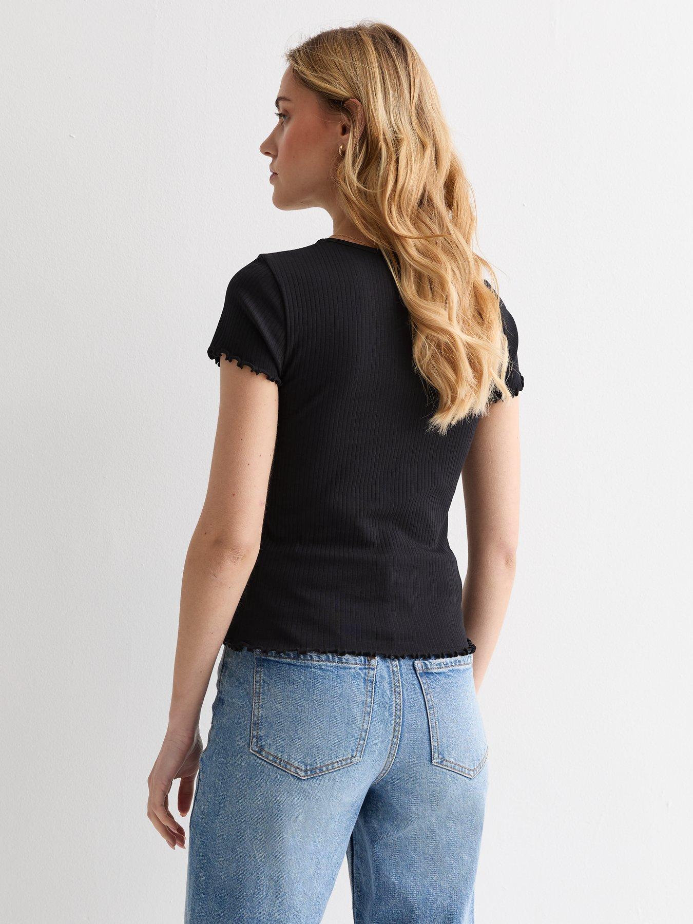 new-look-frill-sleeve-t-shirt-blackstillFront