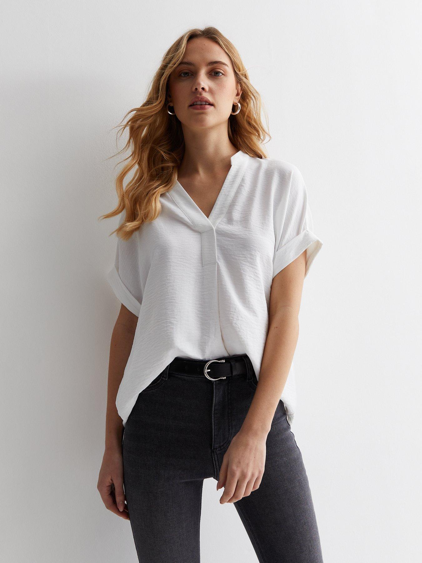 new-look-white-v-neck-roll-sleeve-top