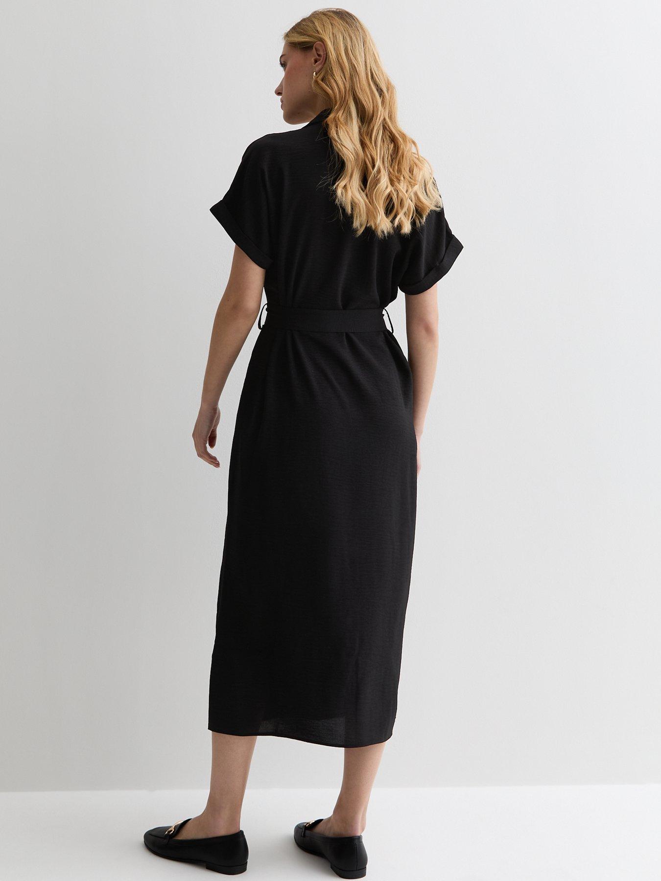 new-look-black-short-sleeve-midi-shirt-dressstillFront