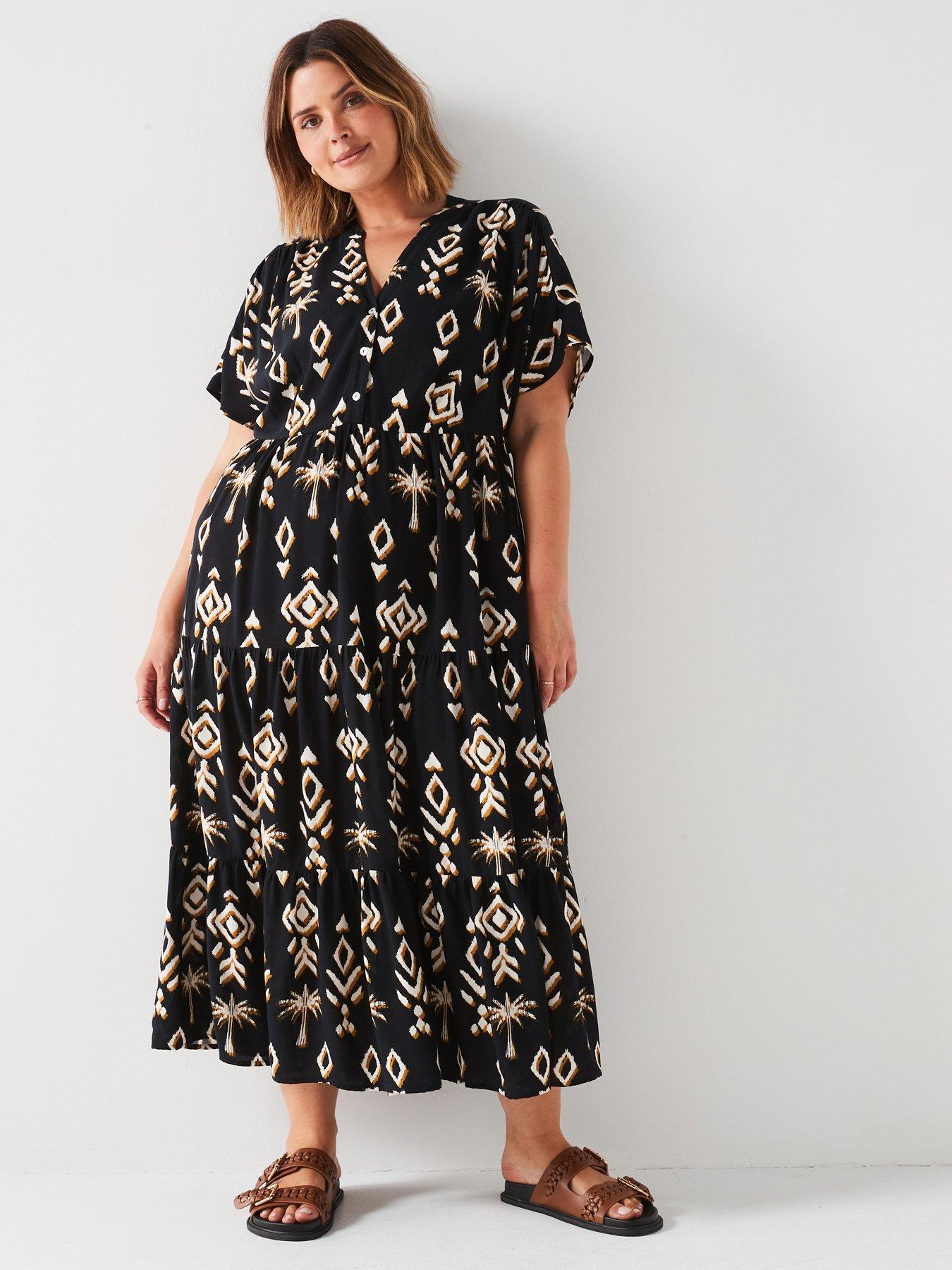 v-by-very-curve-aztec-printnbspbutton-through-tiered-midaxi-dress-black