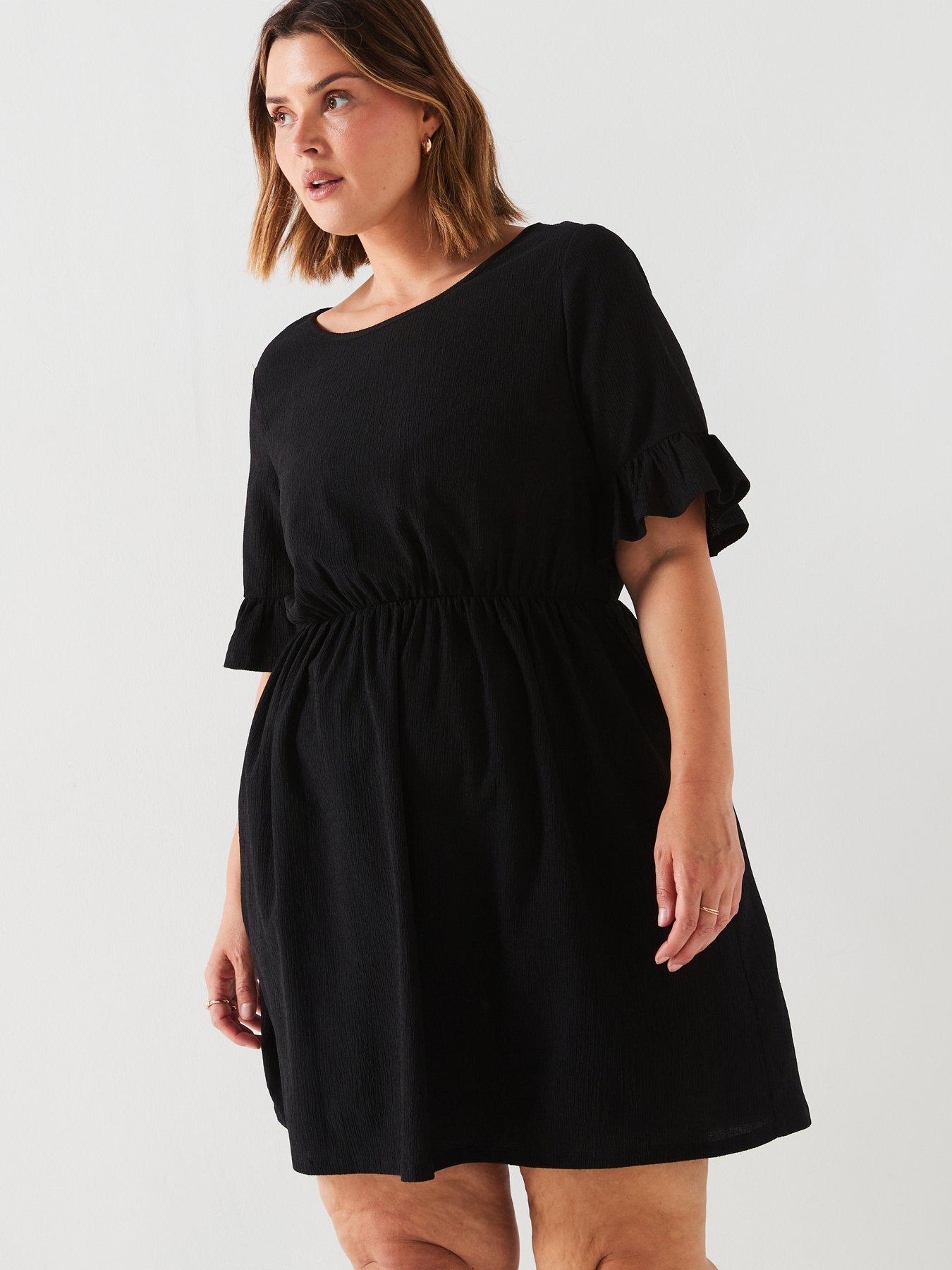 v-by-very-curve-jersey-smock-mini-dress-blackfront