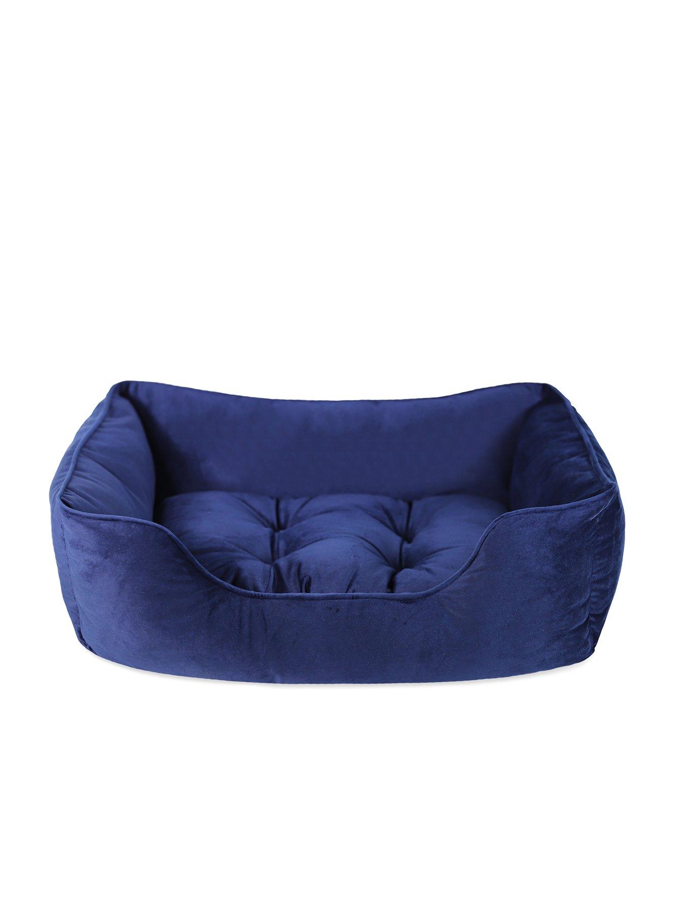 Rosewood Velvet Square Bed - Navy