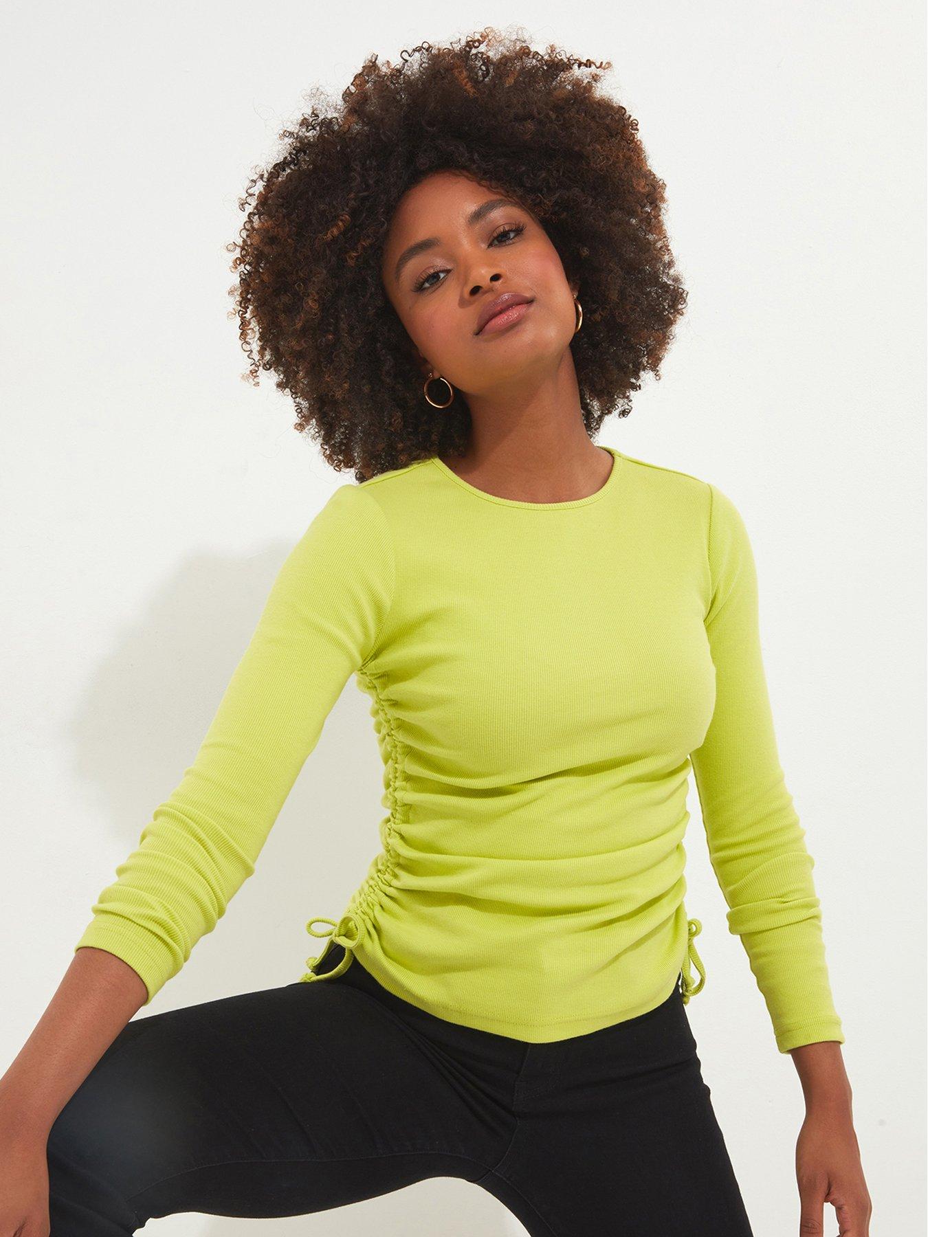 joe-browns-ruched-ribbed-jersey-top-yellowfront