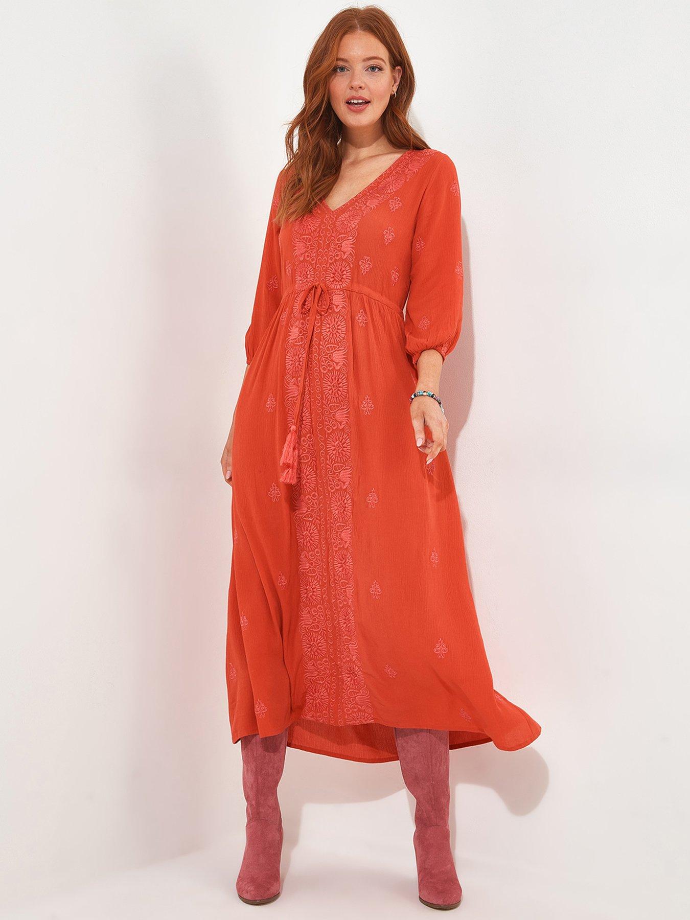 joe-browns-embroidered-crinkle-maxi-dress-orange