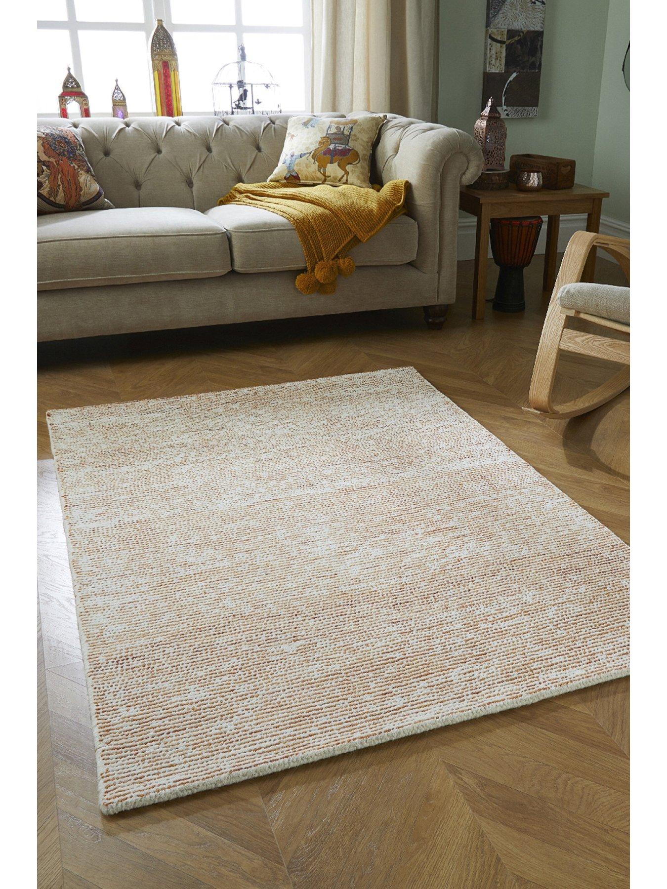Cable Chunky Knitted Wool Rugs in Natural buy online from the rug