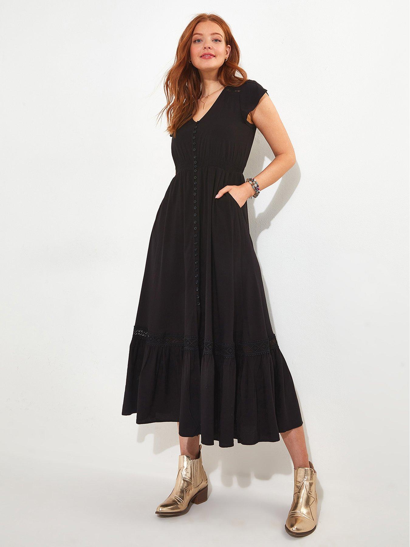 joe-browns-petite-tiered-maxi-dress-blackstillFront